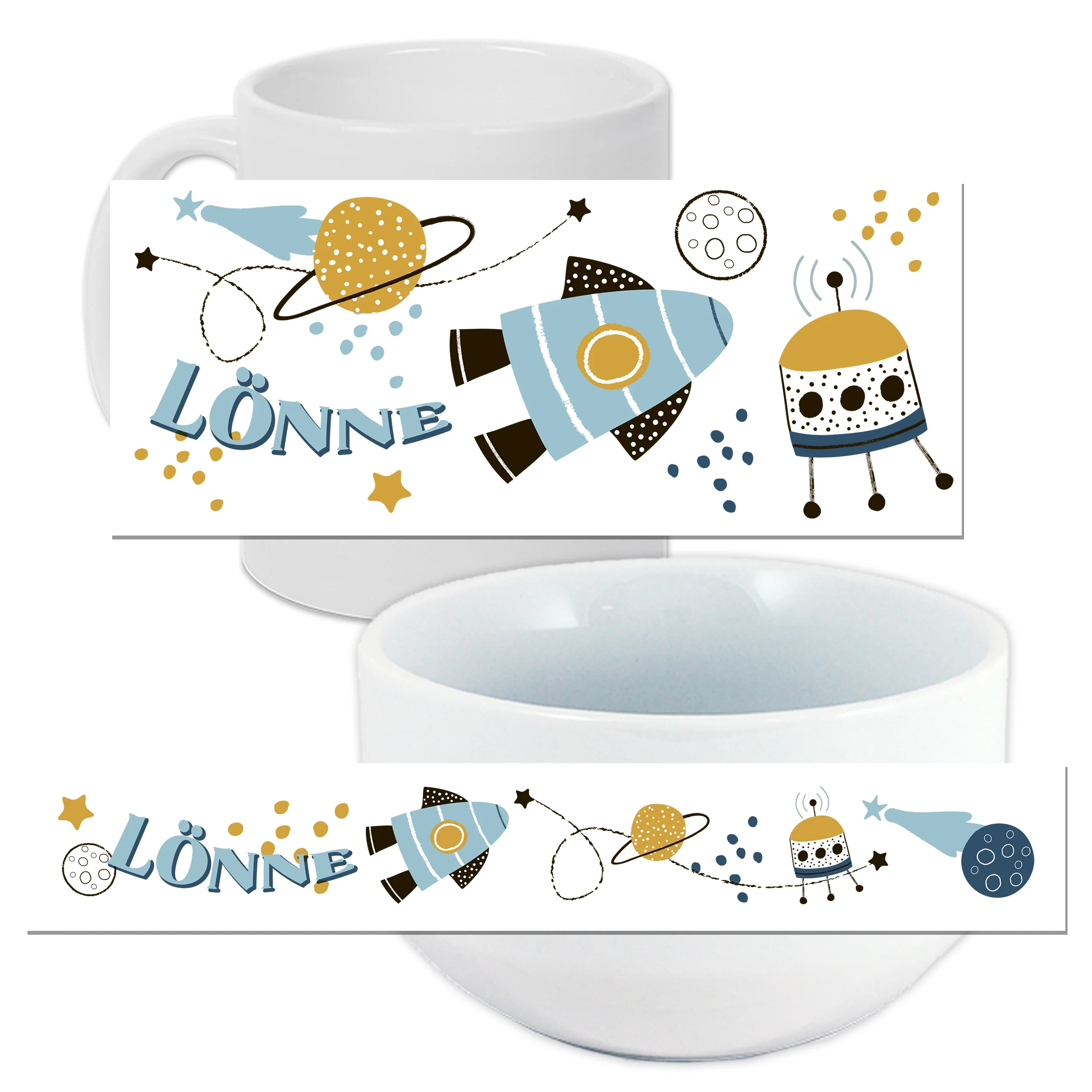 Frühstücksset Müslischale mit Tasse - Weltraum - Image 3