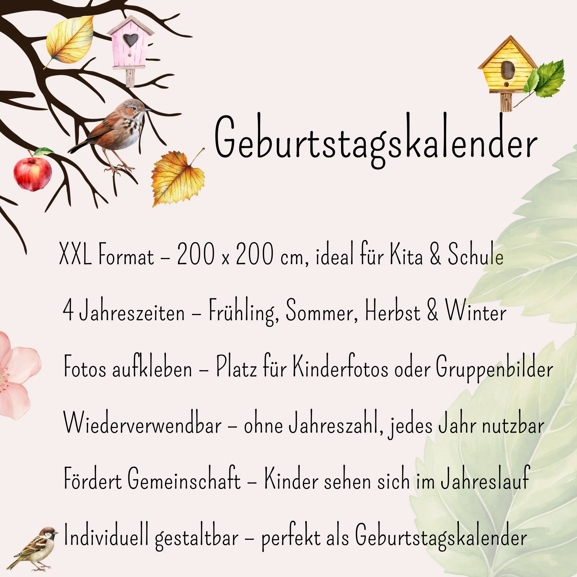 Geburtstagskalender Kita – 4 Jahreszeiten Baum Fotokalender - Image 4