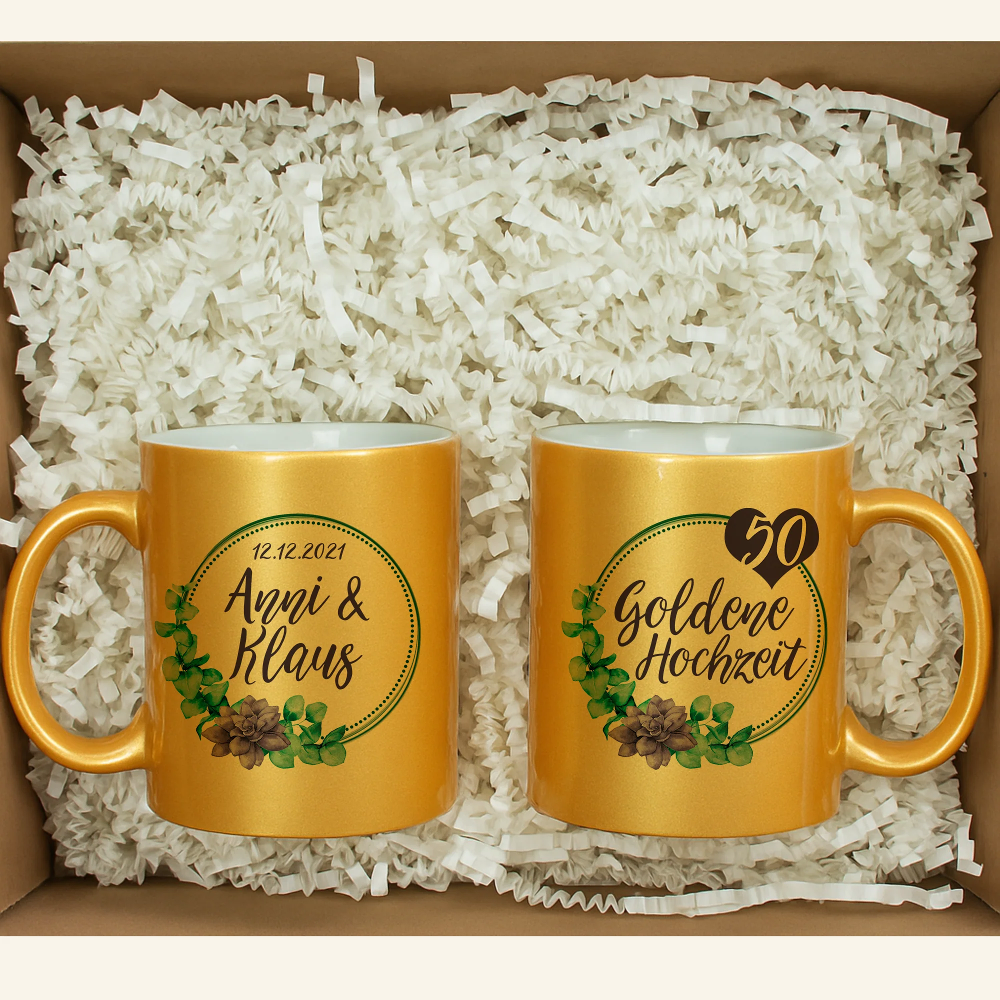 Geschenkset zur Goldenen Hochzeit Gold & Eukalyptus - Image 4
