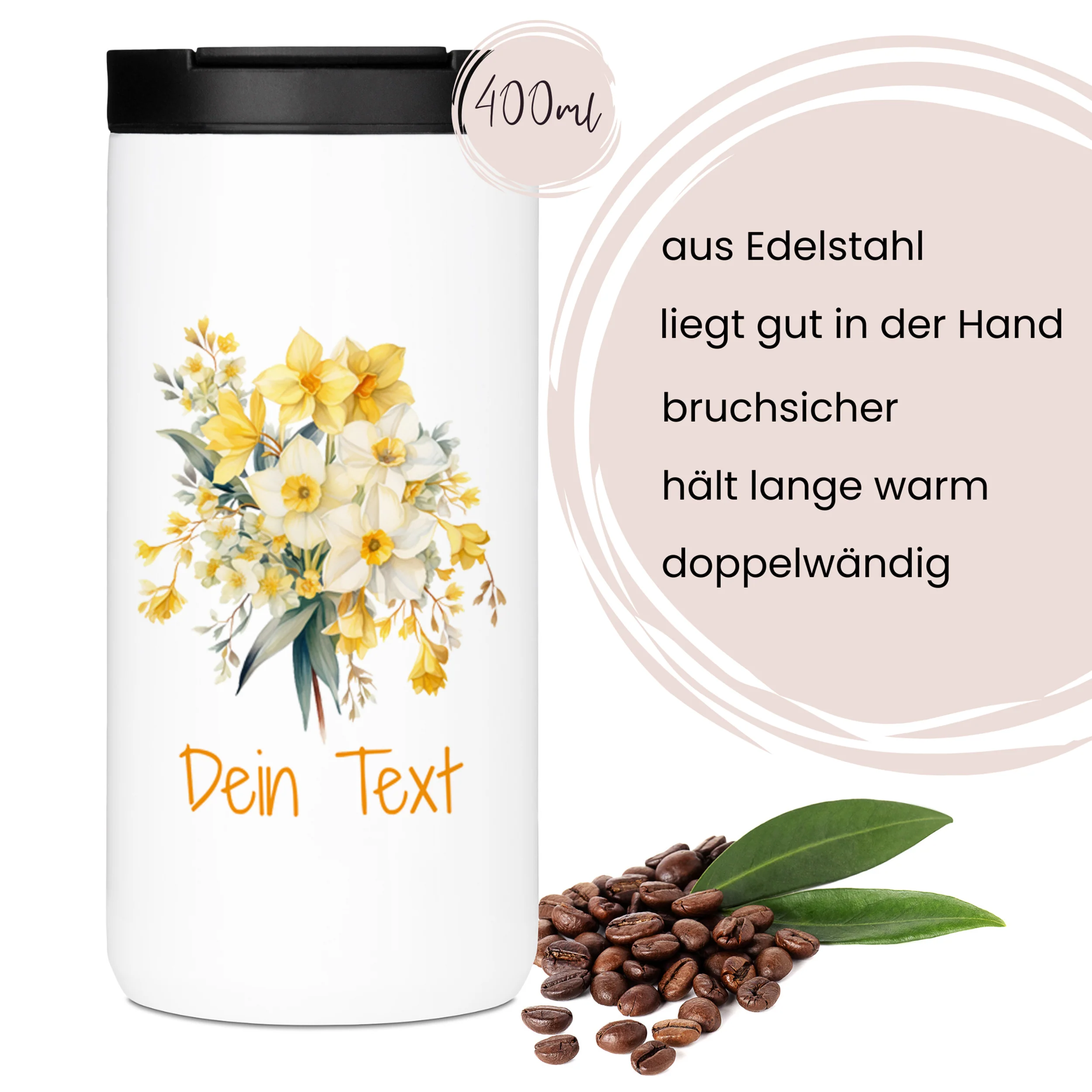 Geschenkset Kaffeebecher mit Tasse - Blühende Frühlingsfreude - Image 4