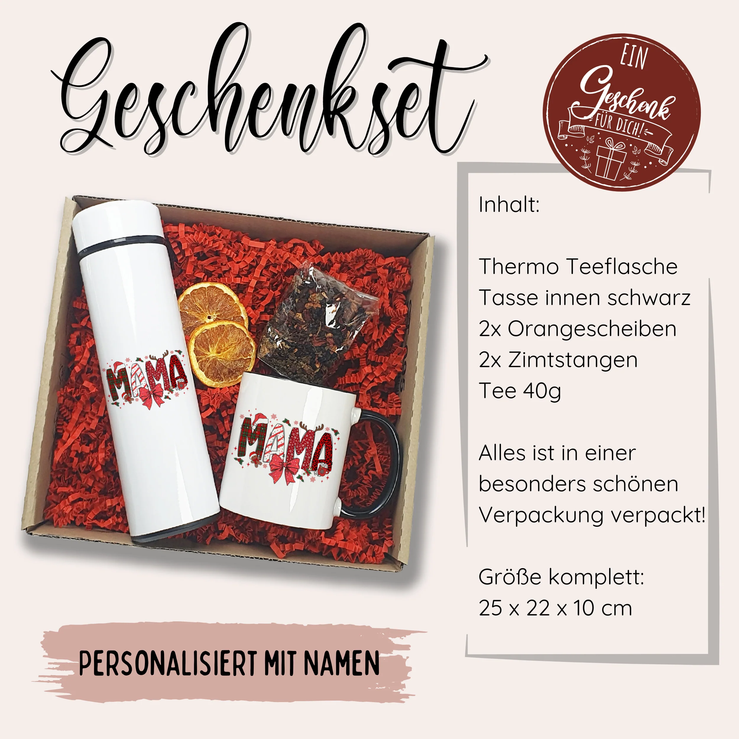 Geschenkset Teeflasche mit Tasse - Ein liebevolles Geschenk für Mama - Image 3