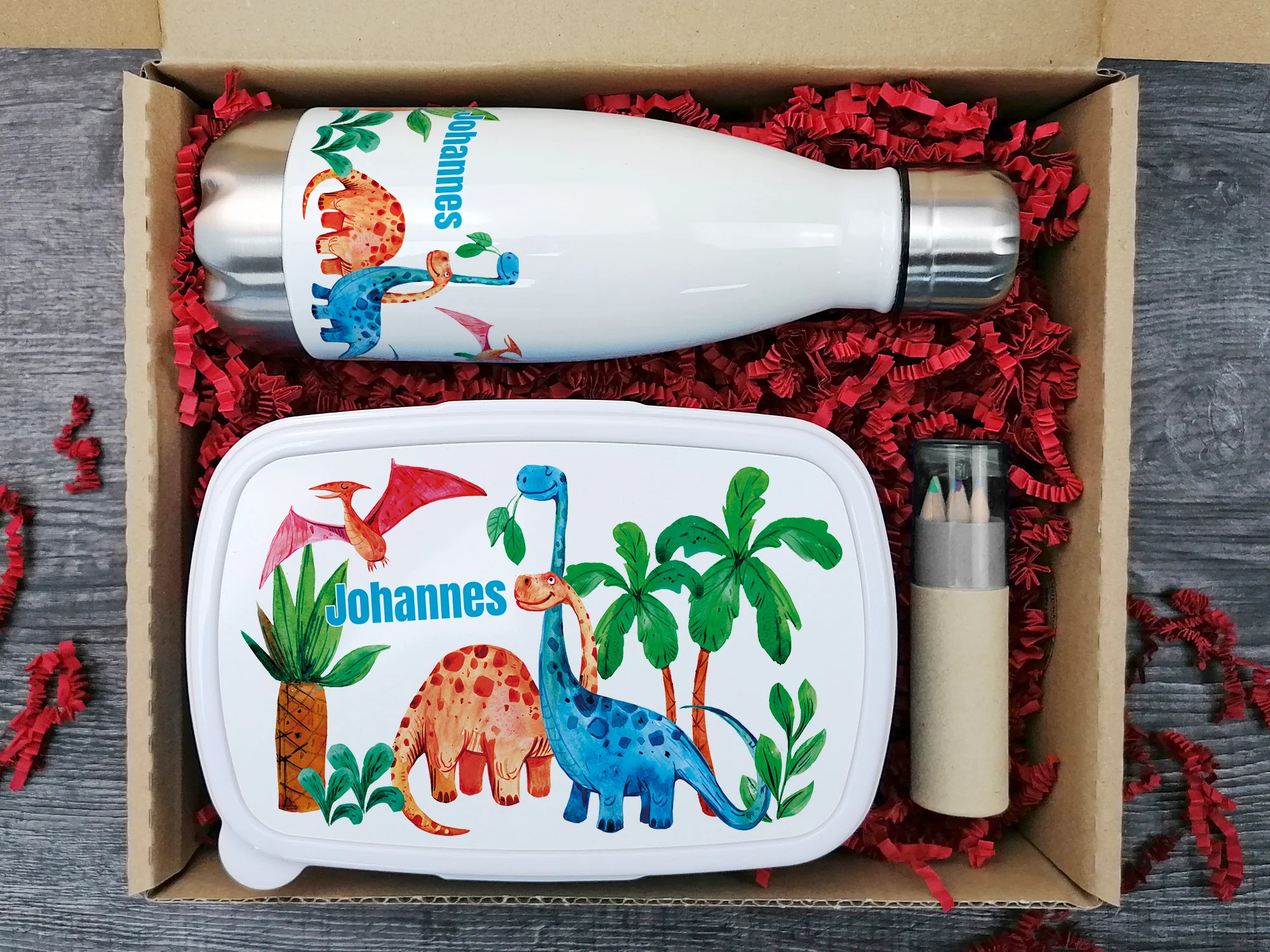 Geschenkset Trinkflasche mit Brotdose Dinosaurier - Image 3