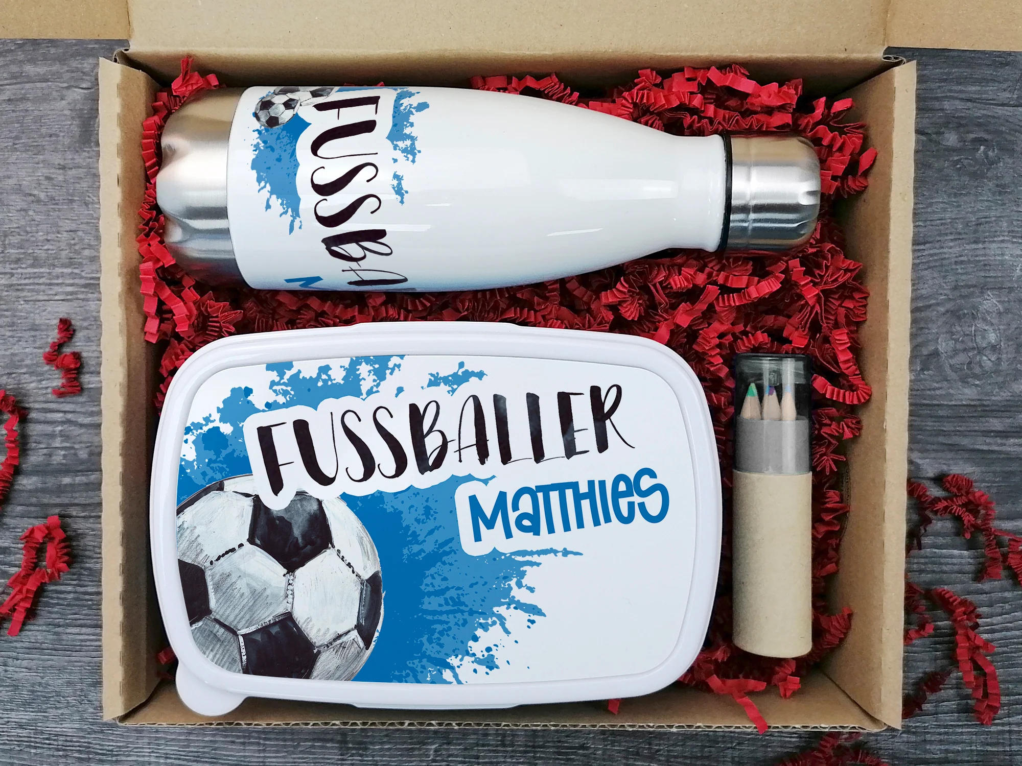Geschenkset Trinkflasche mit Brotdose Fußballer - Image 2