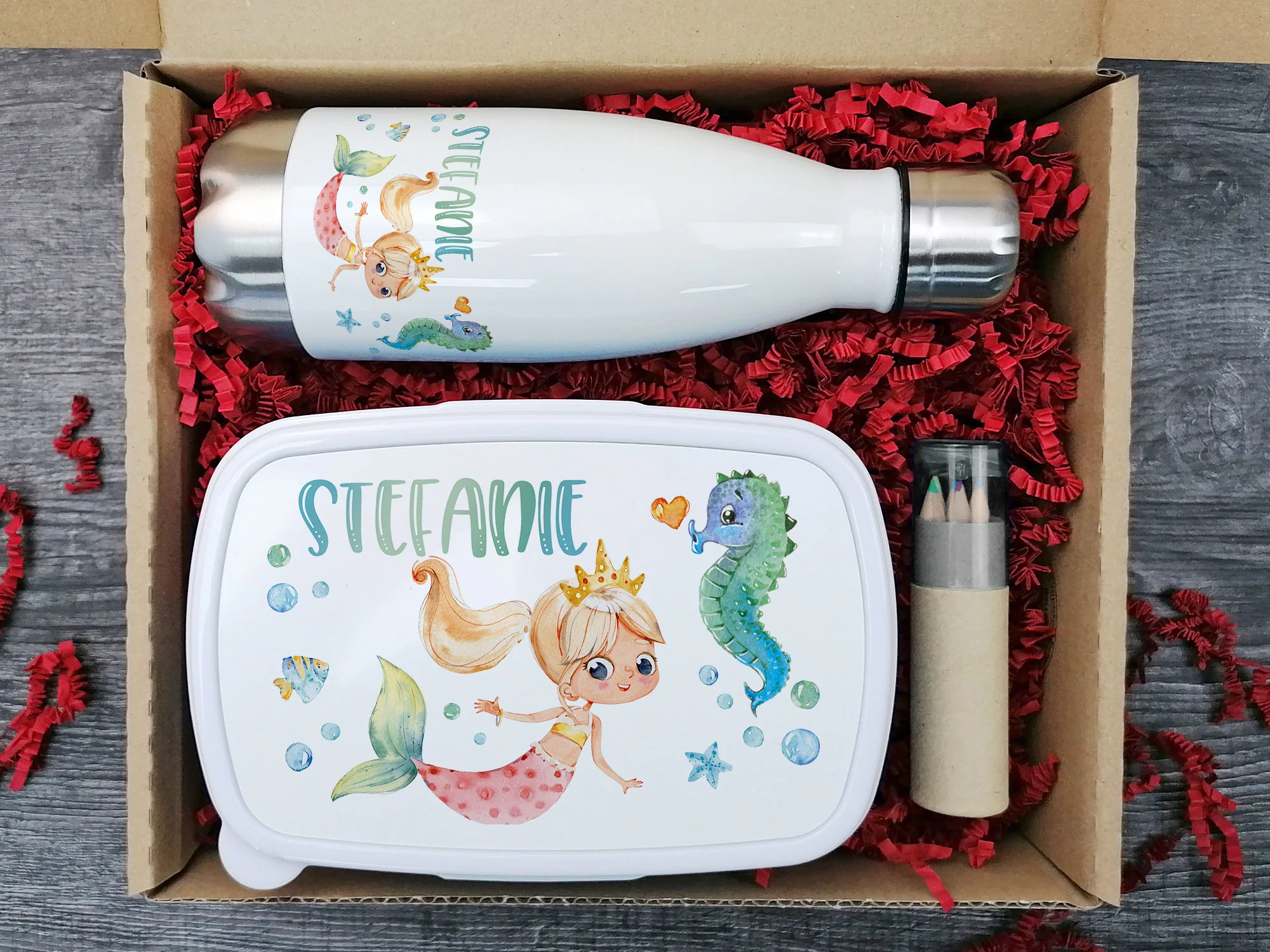 Geschenkset Trinkflasche mit Brotdose Meerjungfrau - Image 2