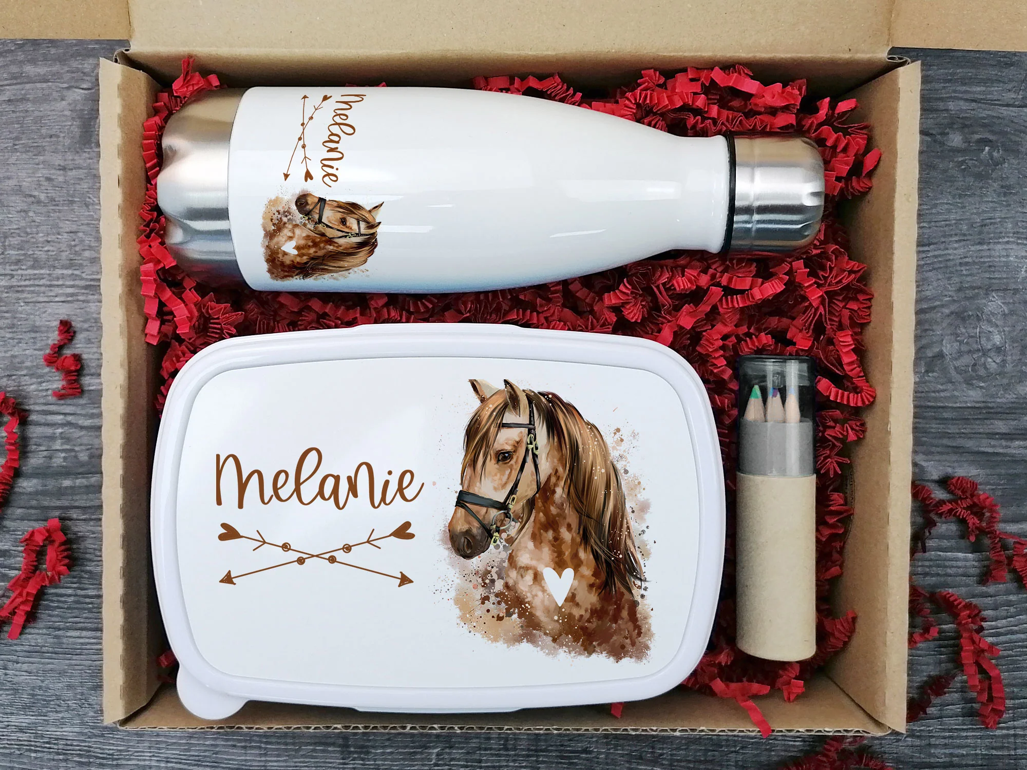 Geschenkset Trinkflasche mit Brotdose Pferd - Image 2