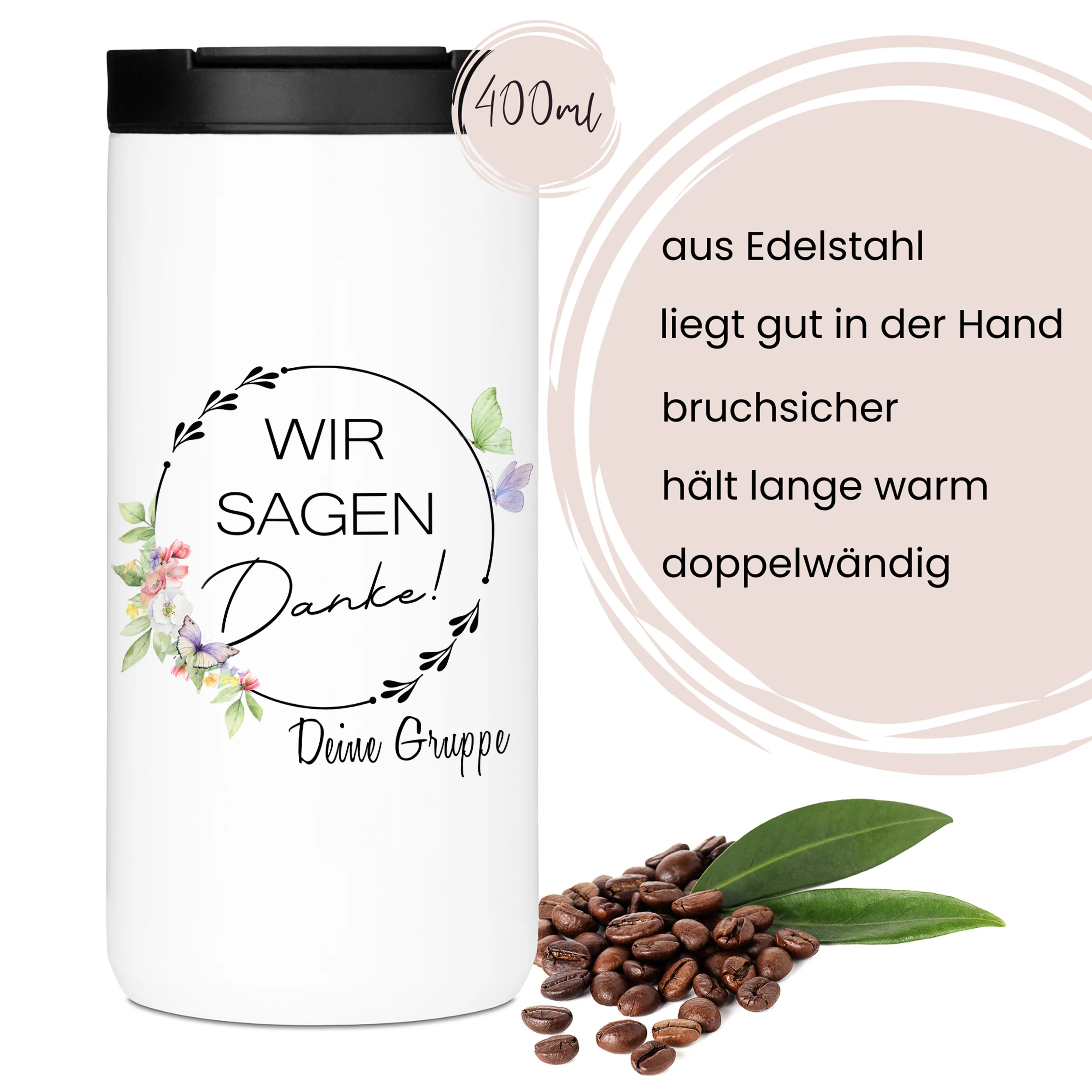 Geschenksets Set Kaffeebecher mit Notizbuch - Wir sagen Danke - Image 4
