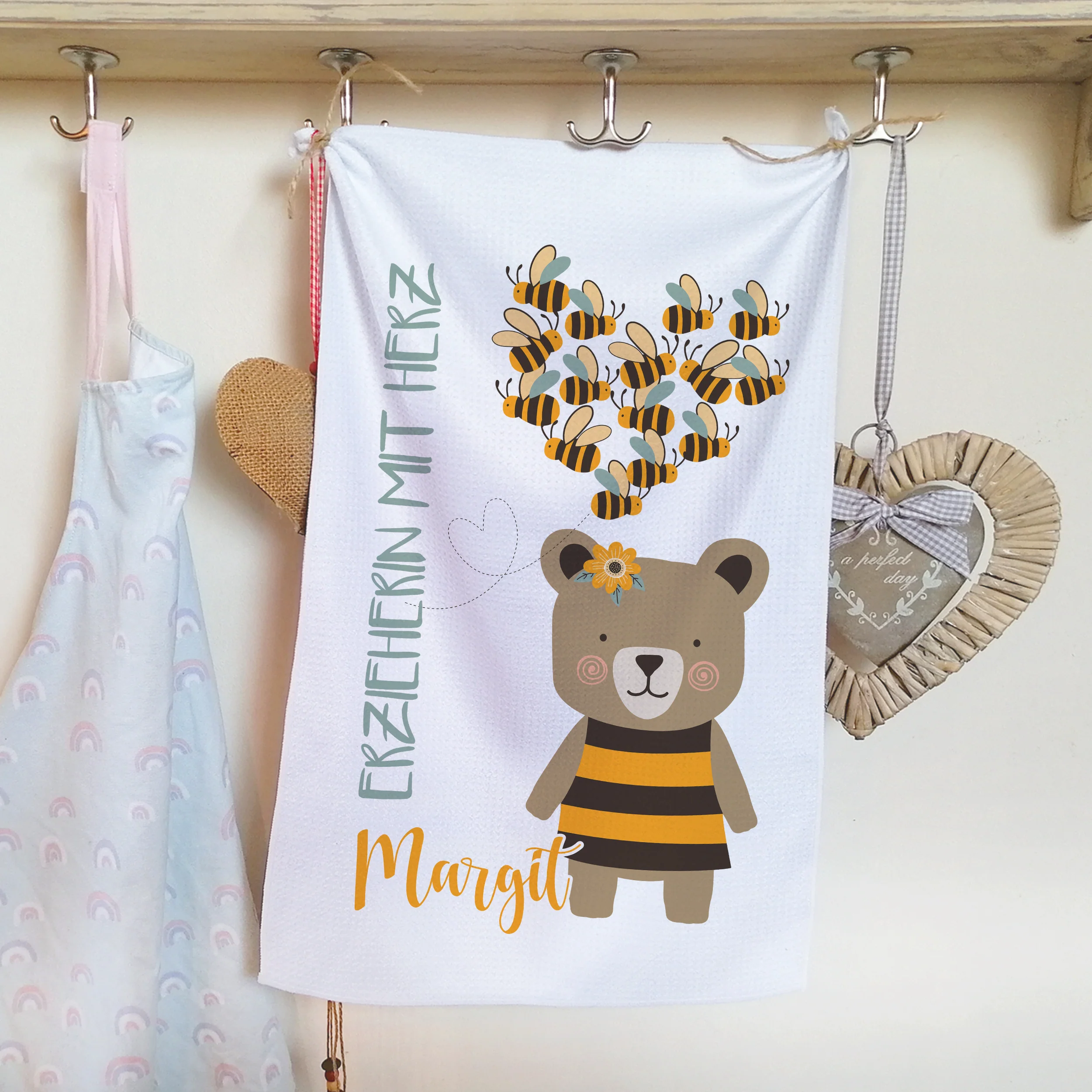 Geschirrtuch Bär mit Bienen - Erzieherin mit Herz - Image 3