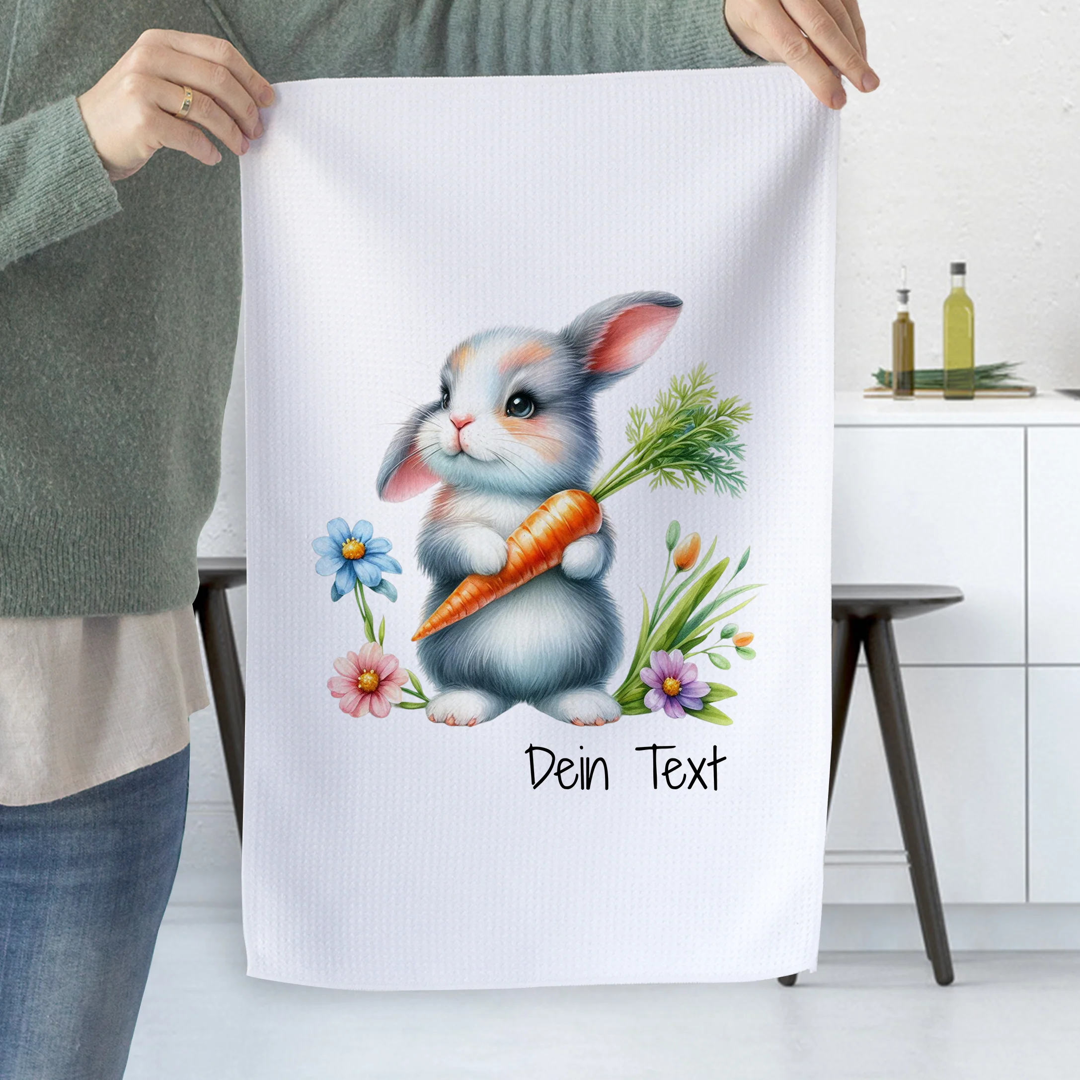 Geschirrtuch Hase mit Karotte zur Ostern - Image 2