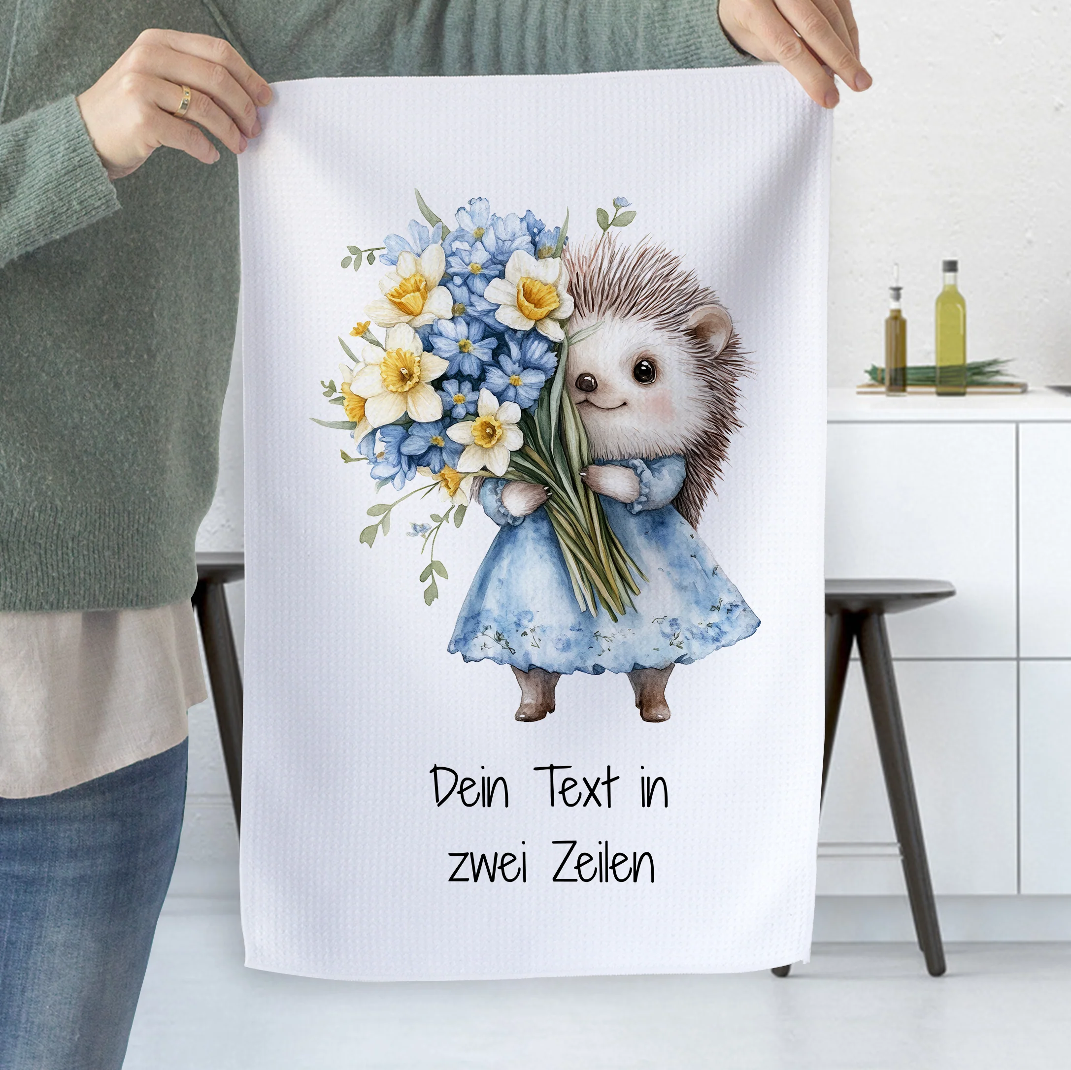 Geschirrtuch Igel mit Blumen - Image 2