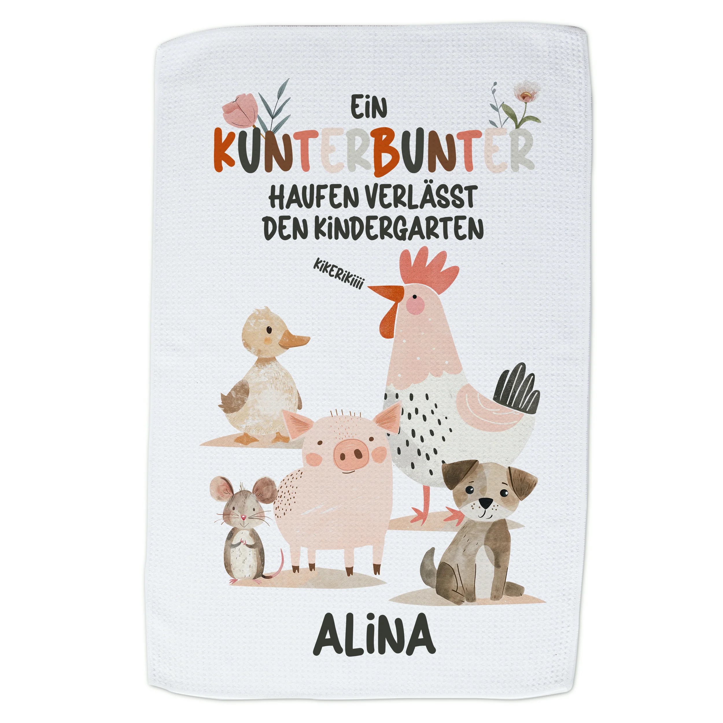 Geschirrtuch Kunterbunt - Ein fröhlicher Abschied aus dem Kindergarten