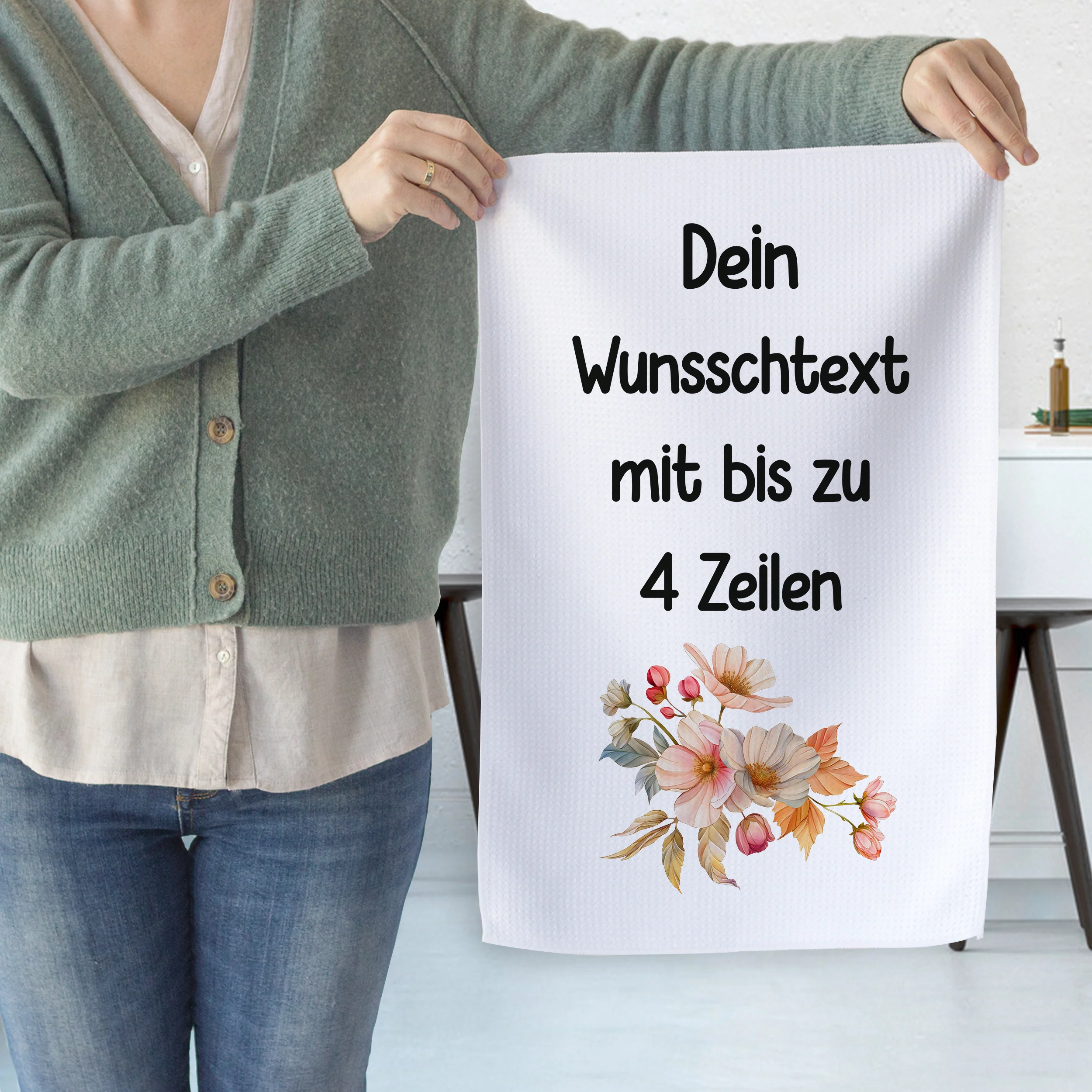 Geschirrtuch mit Blumendesign - Image 2