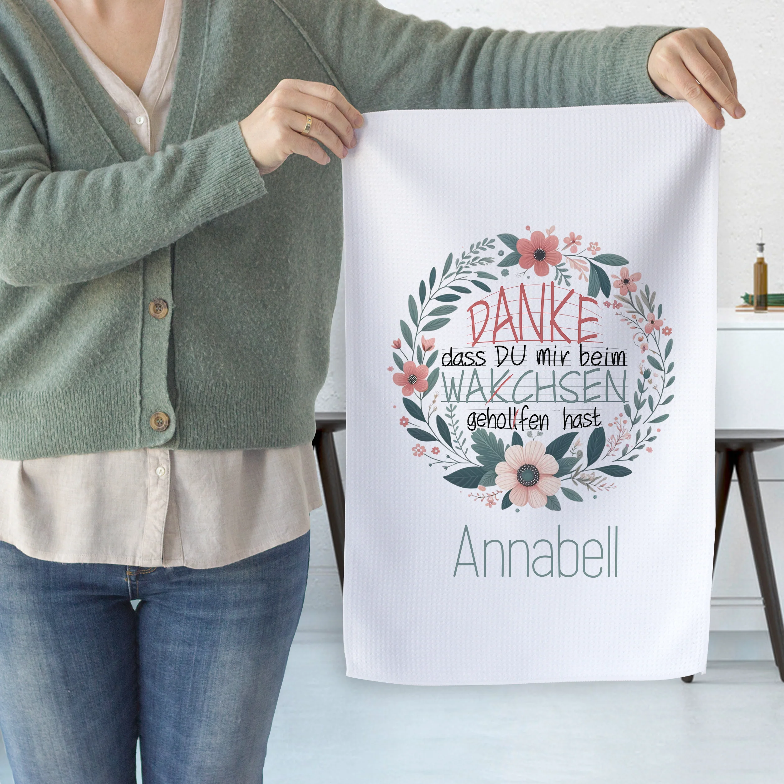 Geschirrtuch mit Blumenmotiv - Dankbarkeit fürs Helfen - Image 2