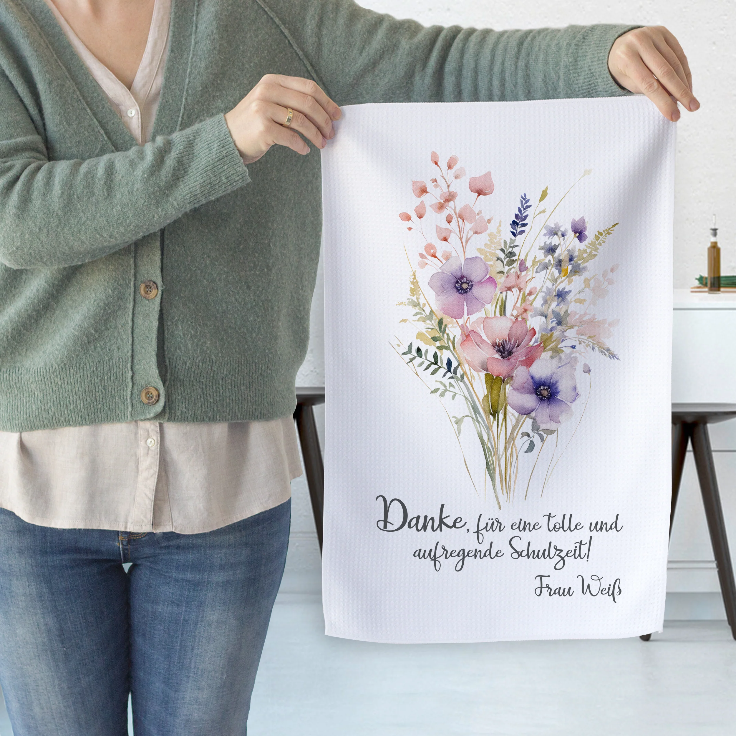 Geschirrtuch mit Blumenmotiv - Danke für die schöne Zeit - Image 2