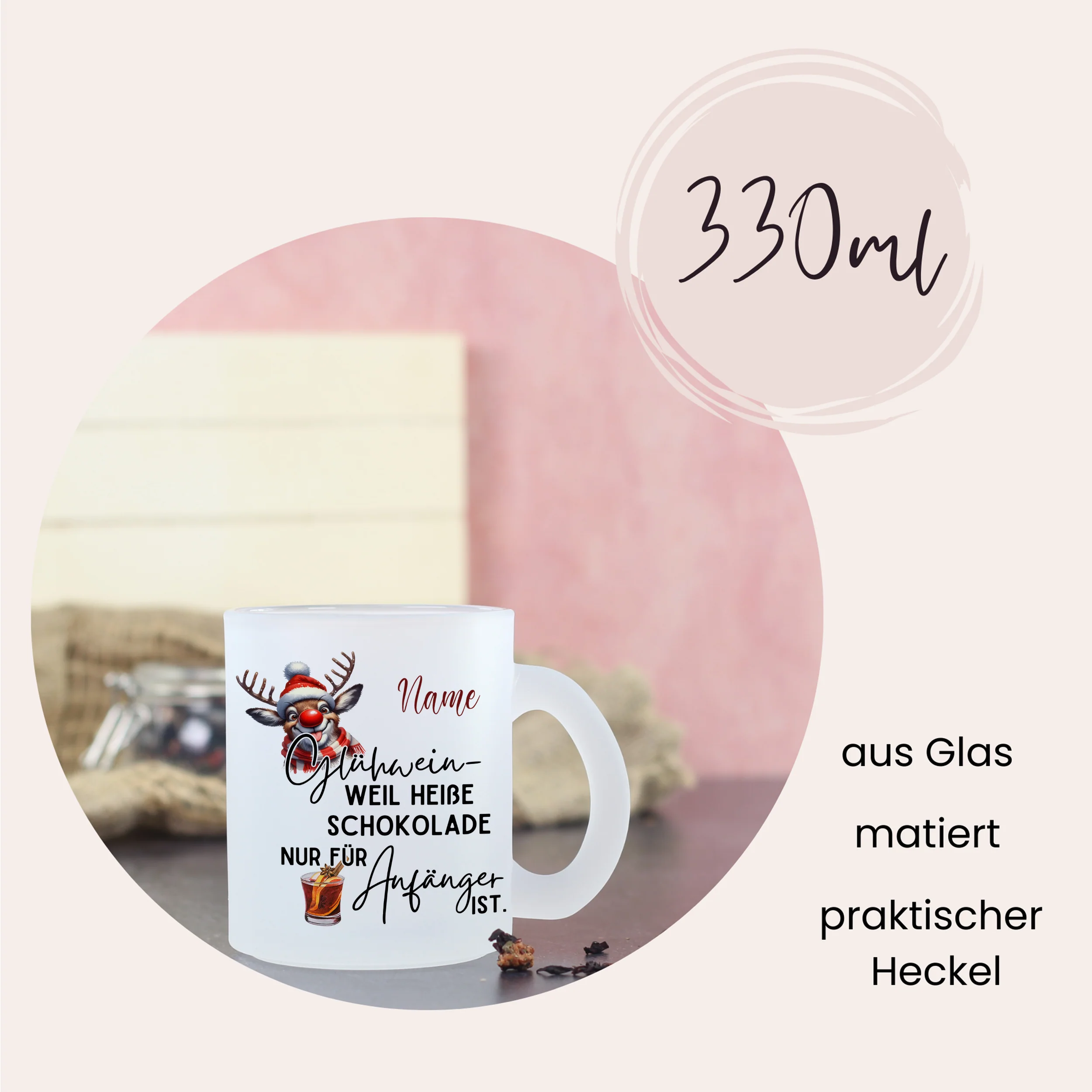 Glas Tasse Weihnachtsmotiv - Image 2