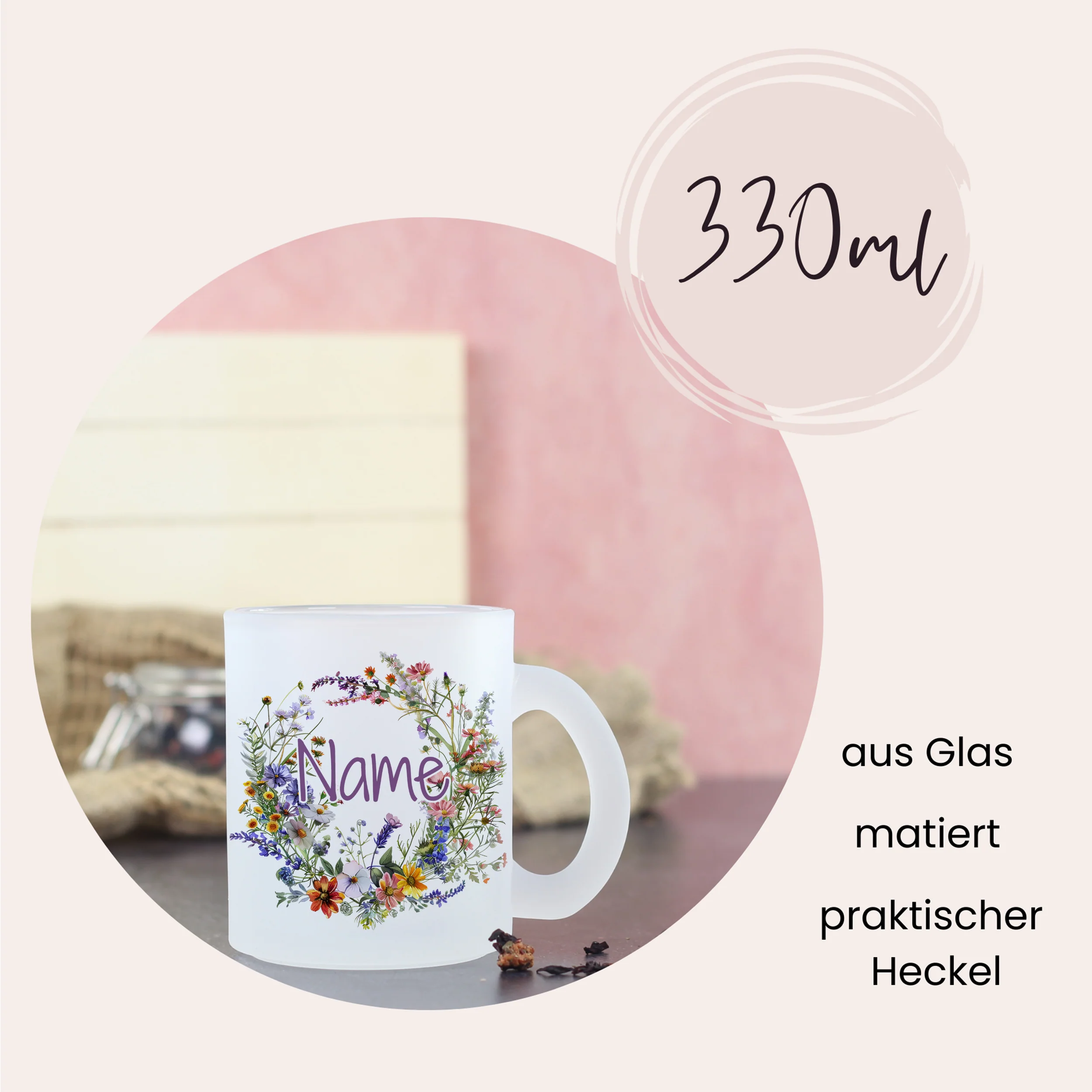 Glastasse mit Blumenkranz - Image 2