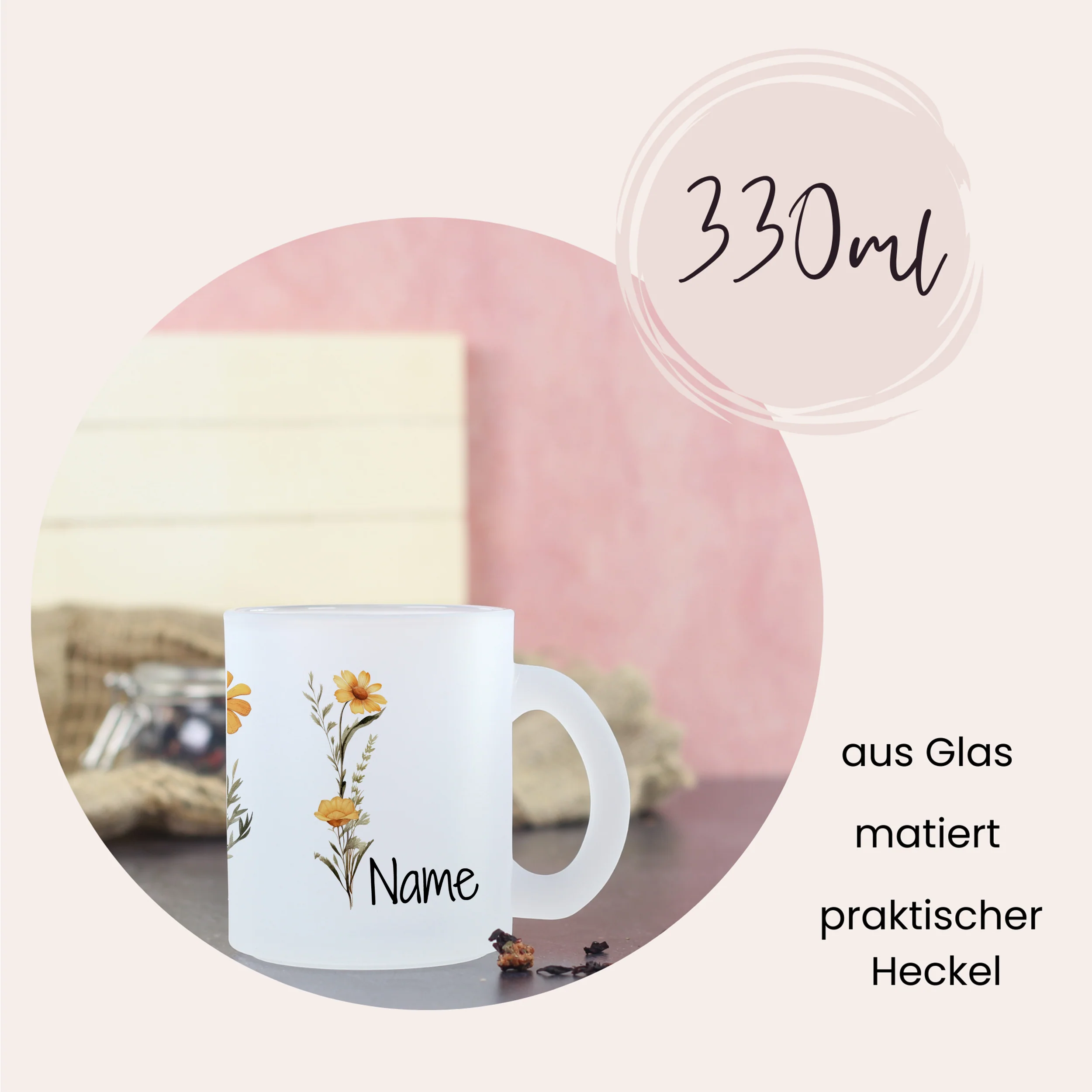 Glastasse mit Blumenmotiv - Image 2