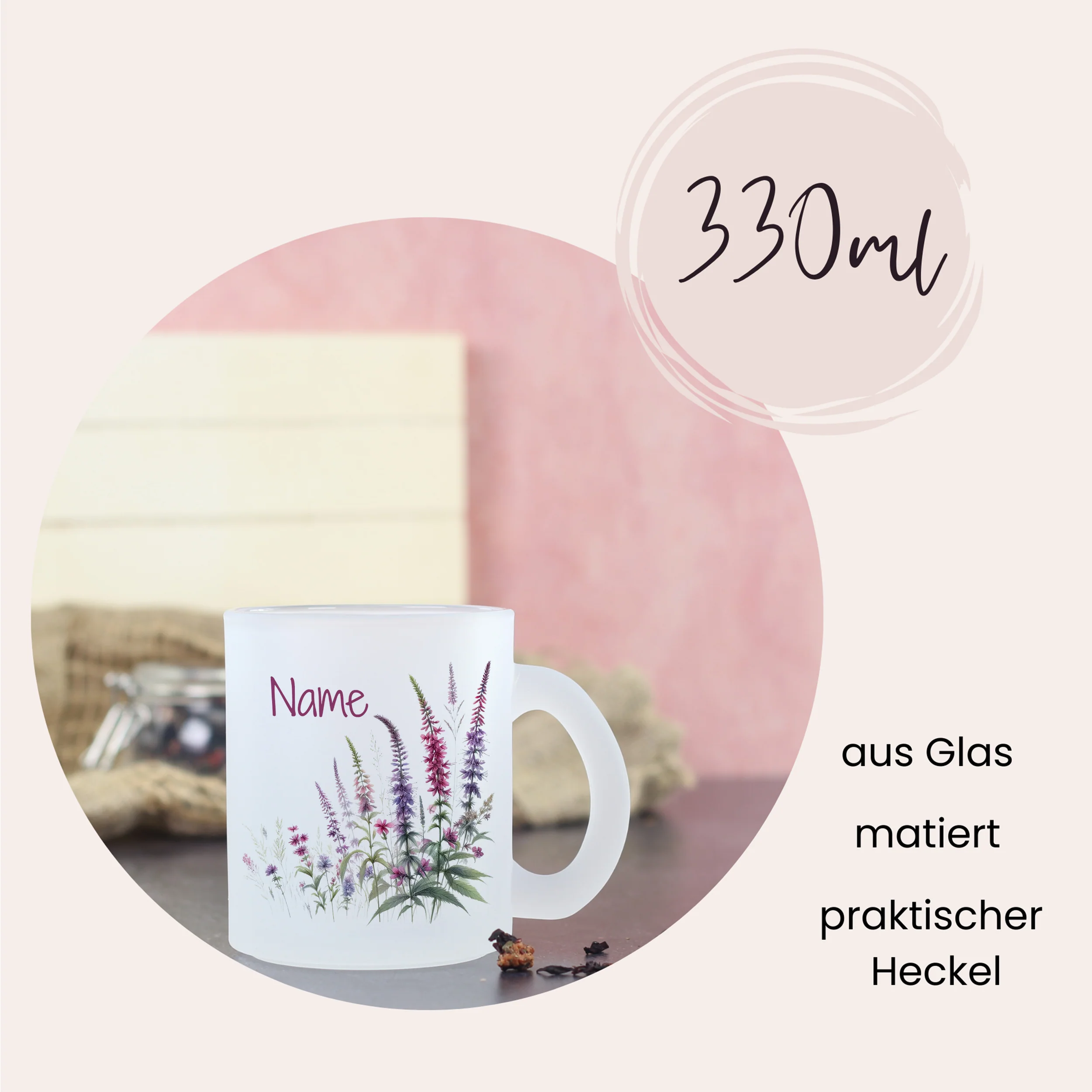 Glastasse mit Blumenmotiv - Image 2