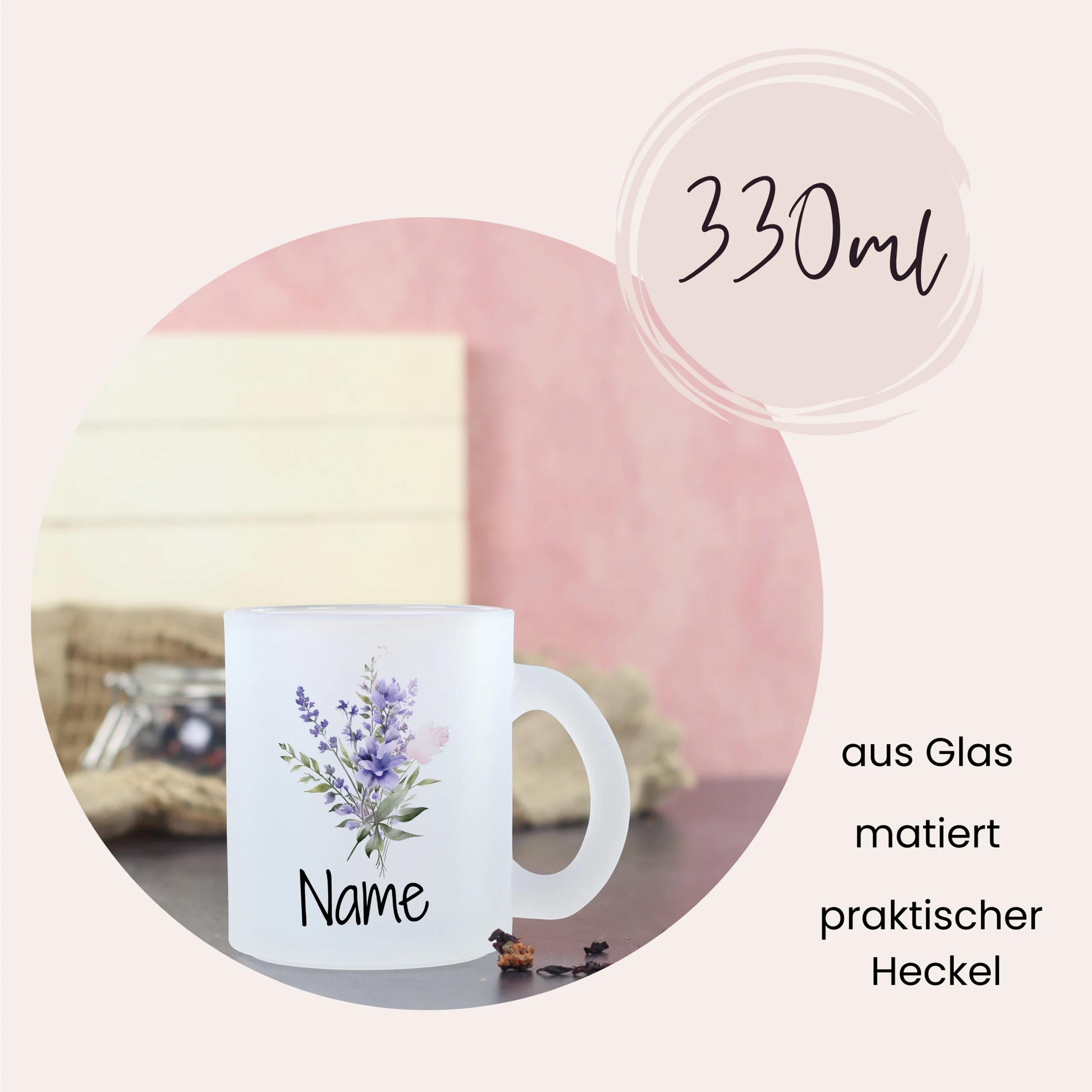Glastasse mit Blumenmotiv - Image 2