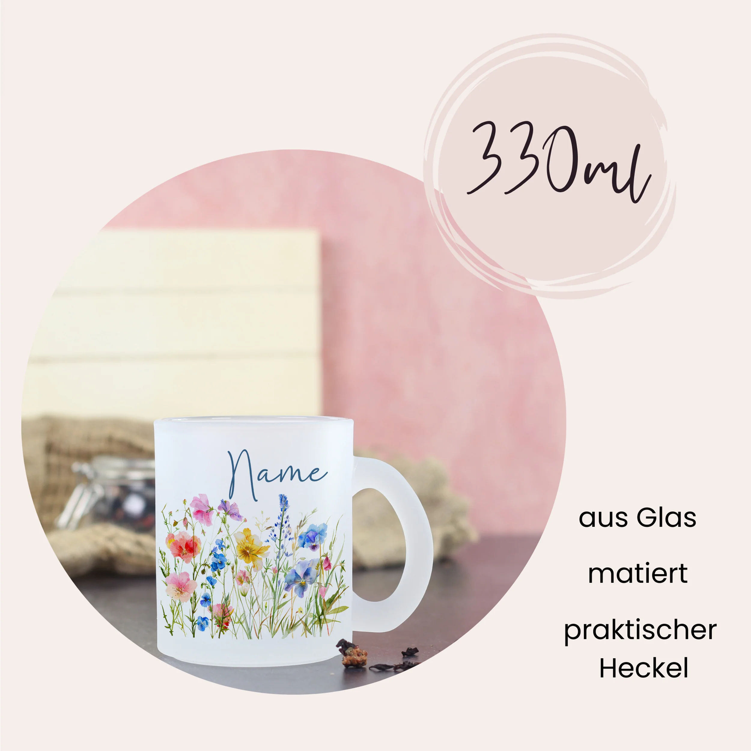 Glastasse mit bunten Blumen - Image 2