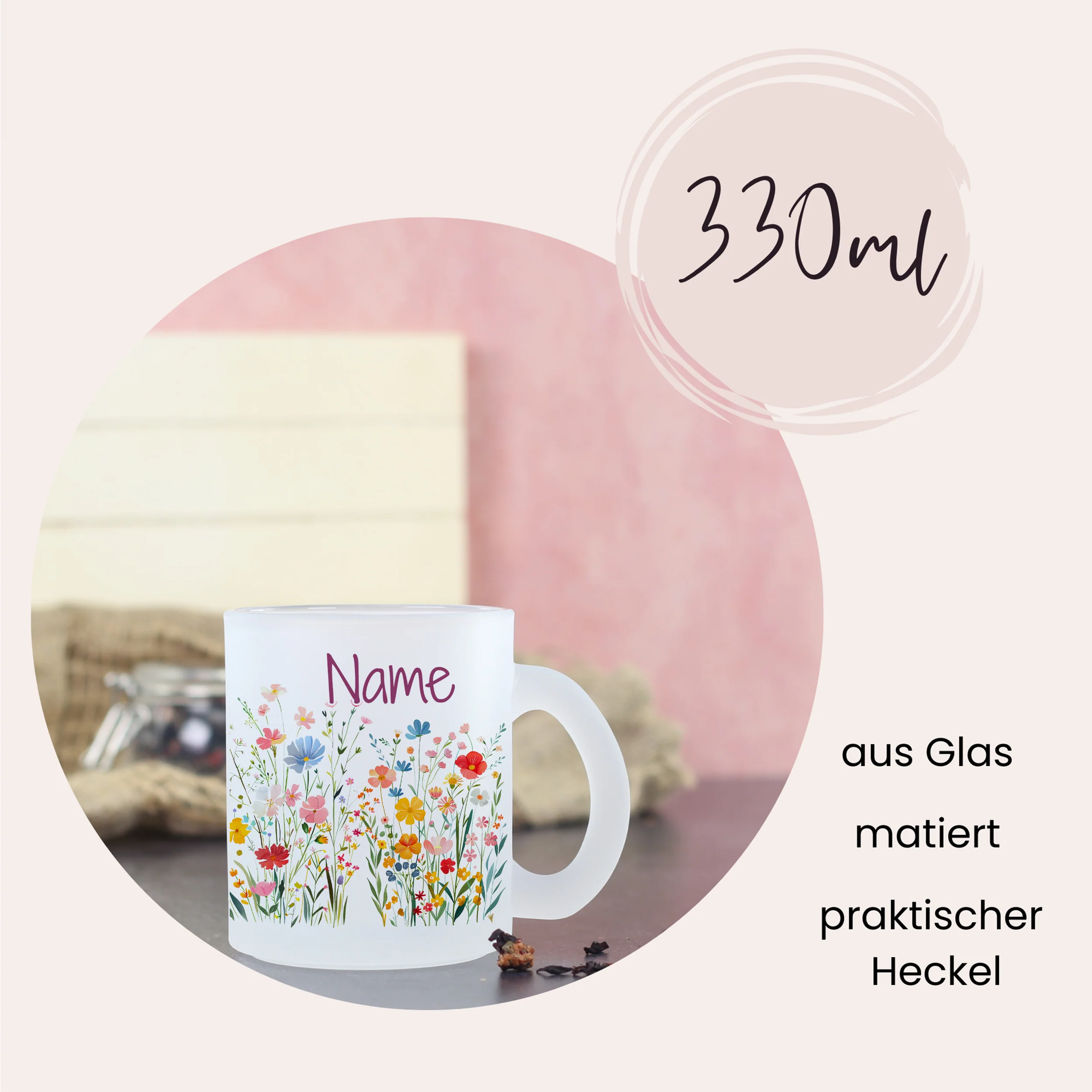 Glastasse mit bunten Blumen - Image 2