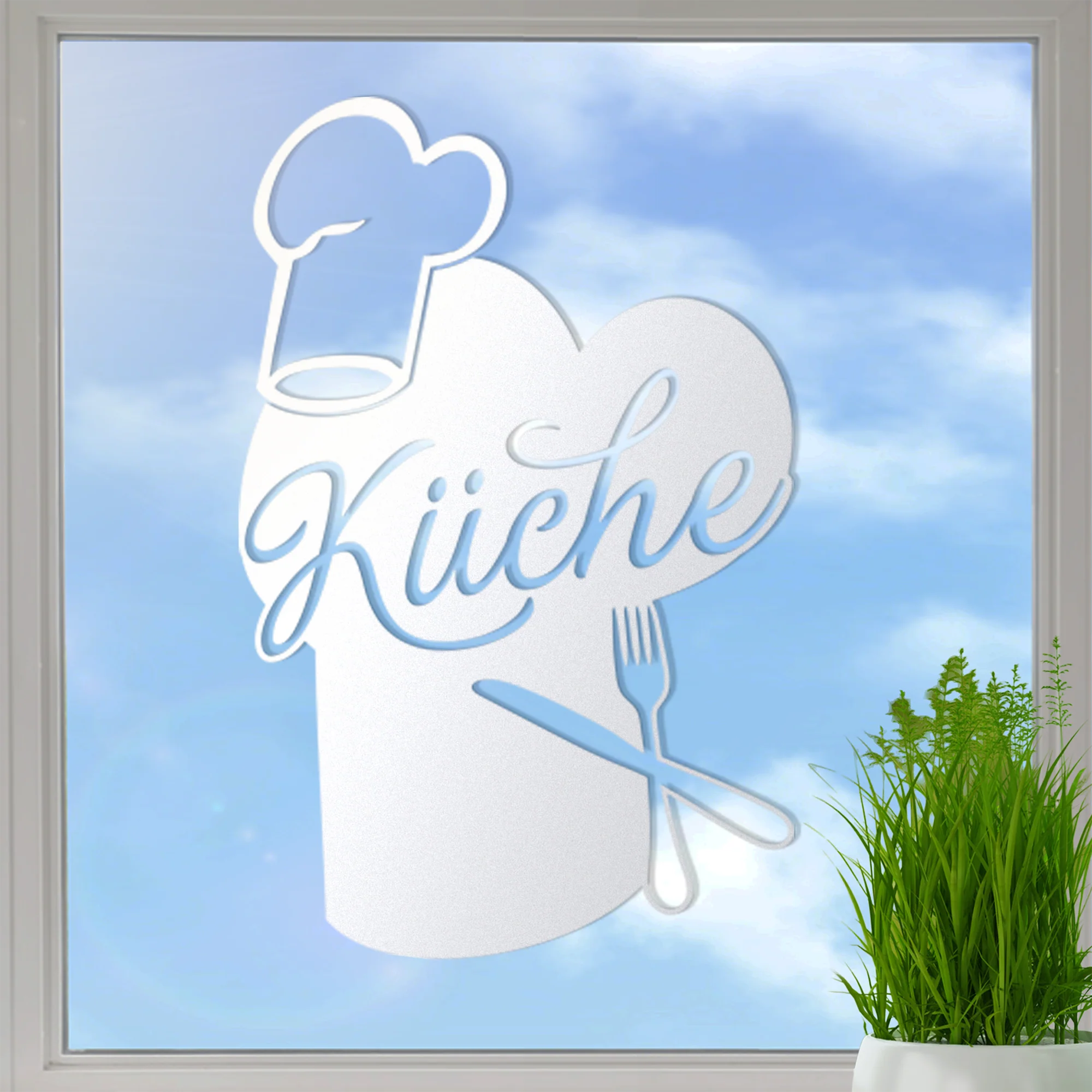 Glastür Aufkleber Küche mit Kochmütze - Image 3