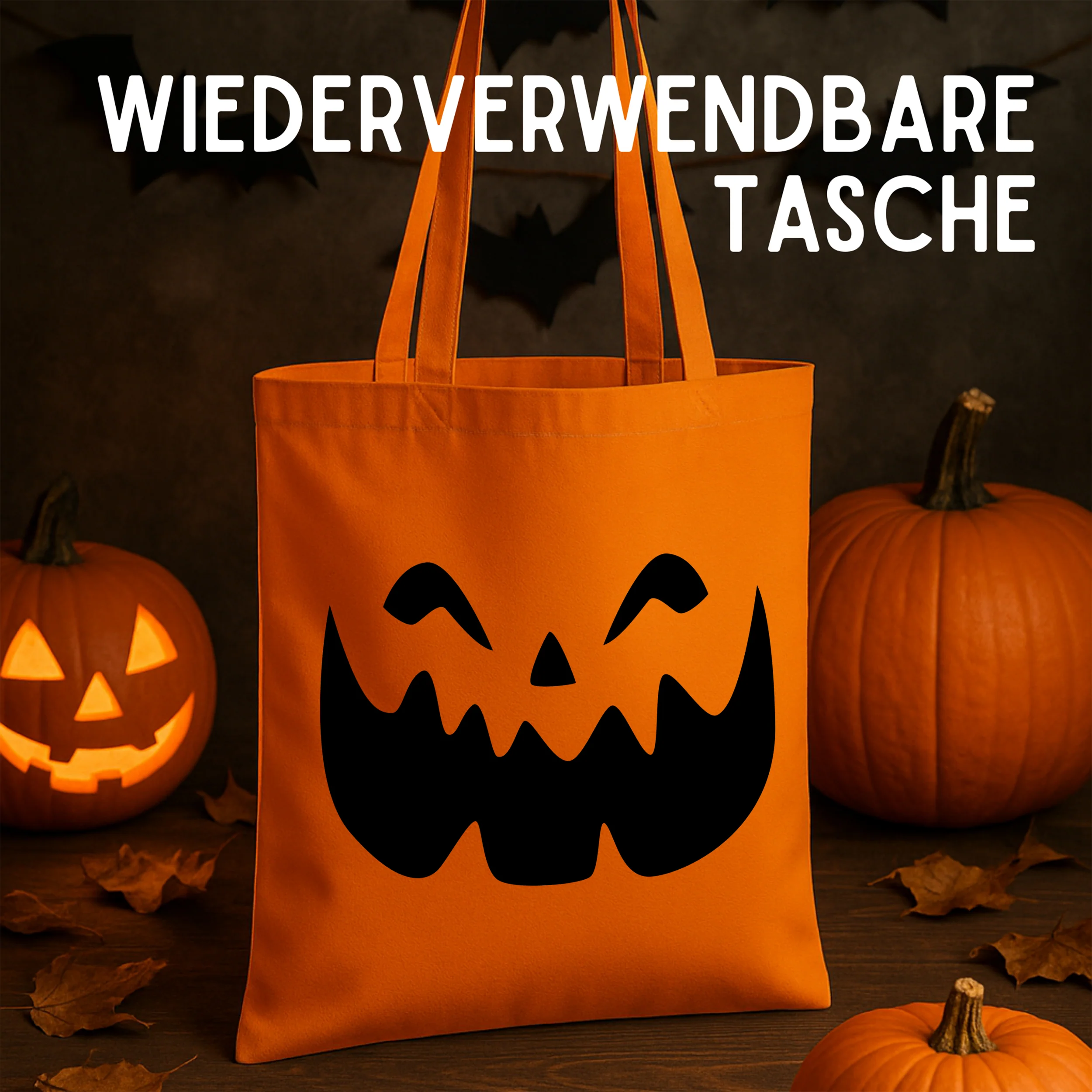 Halloween Tasche mit grinsendem Kürbis - Fröhliche Halloween-Stimmung - Image 2