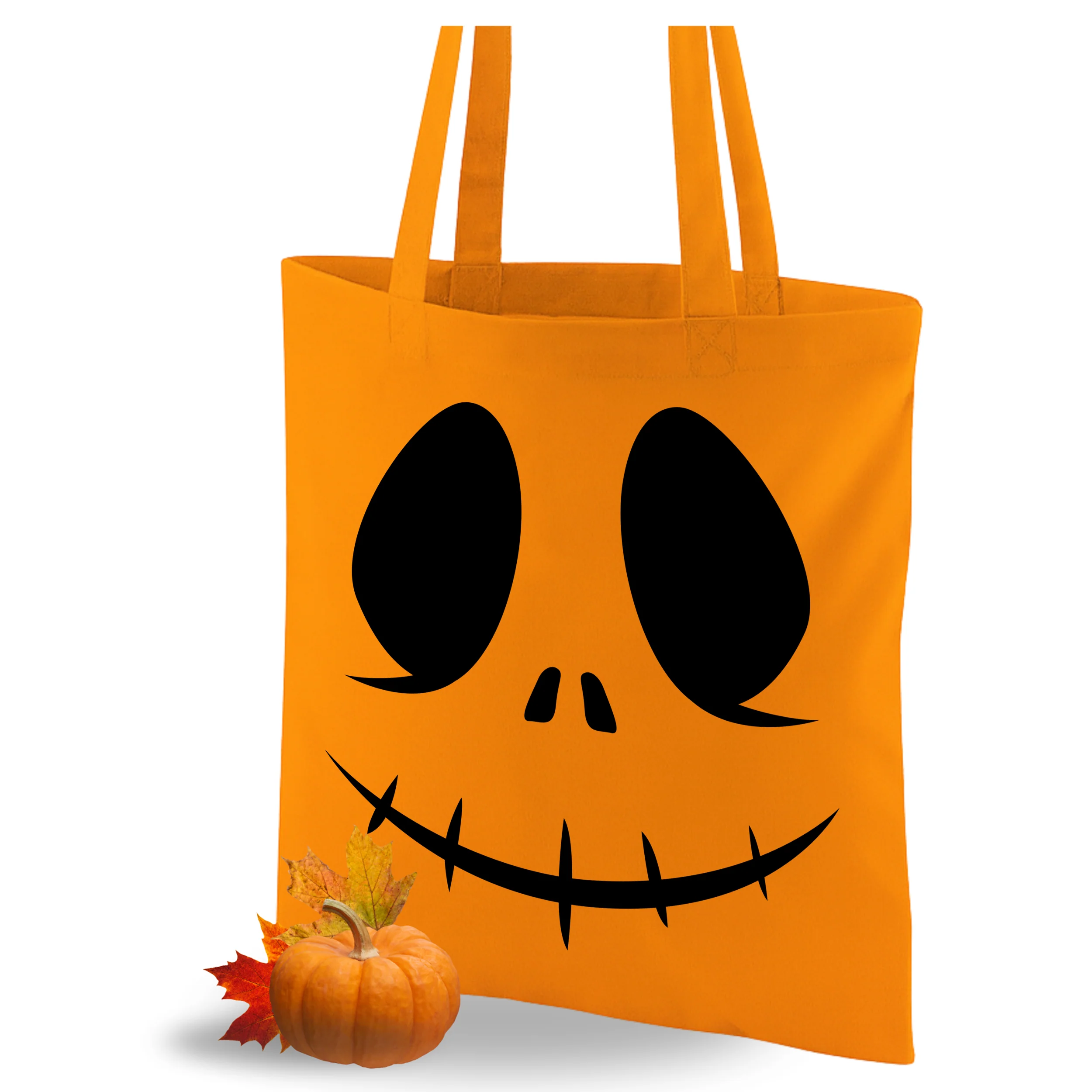 Halloween Tasche mit grinsendem Kürbis-Motiv - Fröhliche Feststimmung