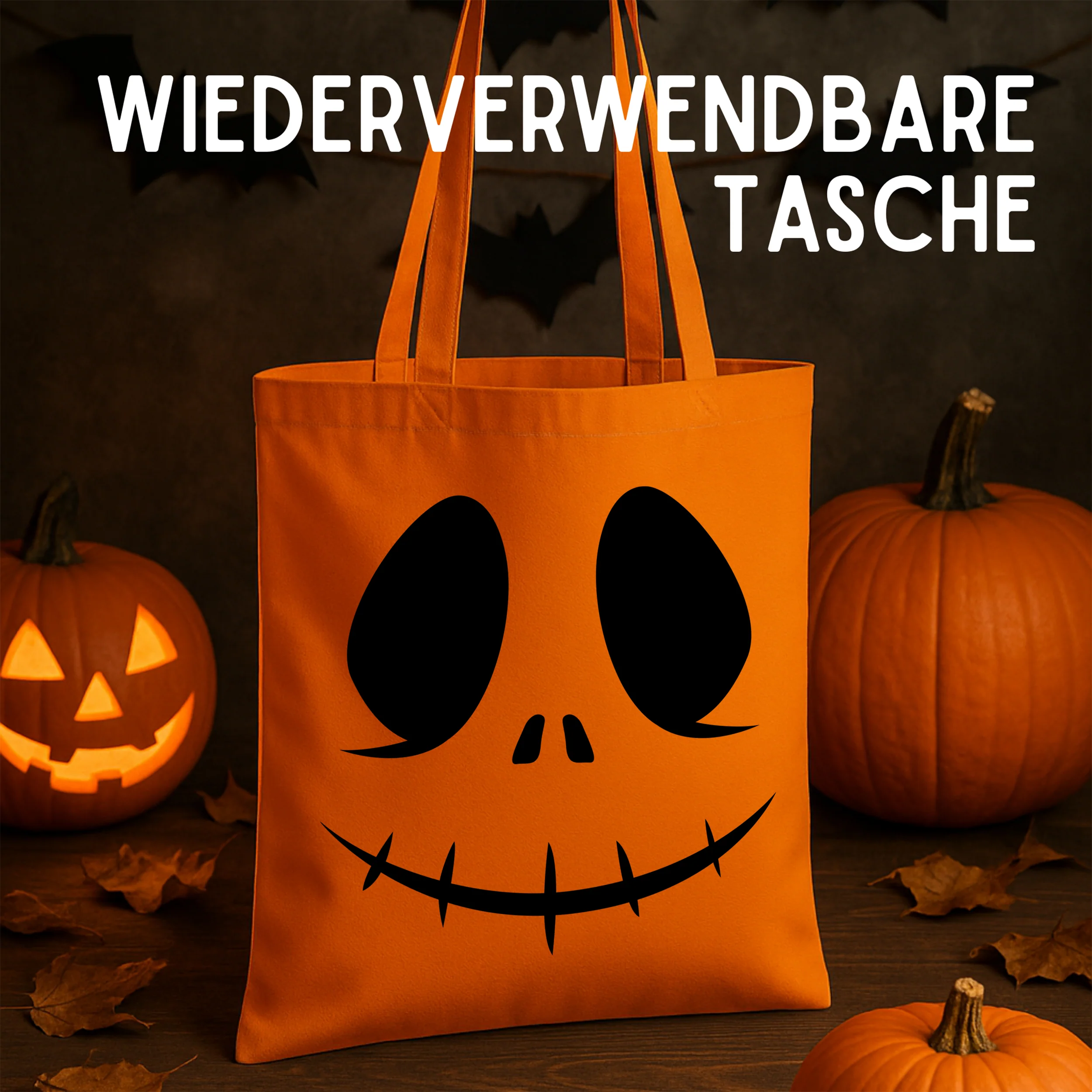 Halloween Tasche mit grinsendem Kürbis-Motiv - Fröhliche Feststimmung - Image 2