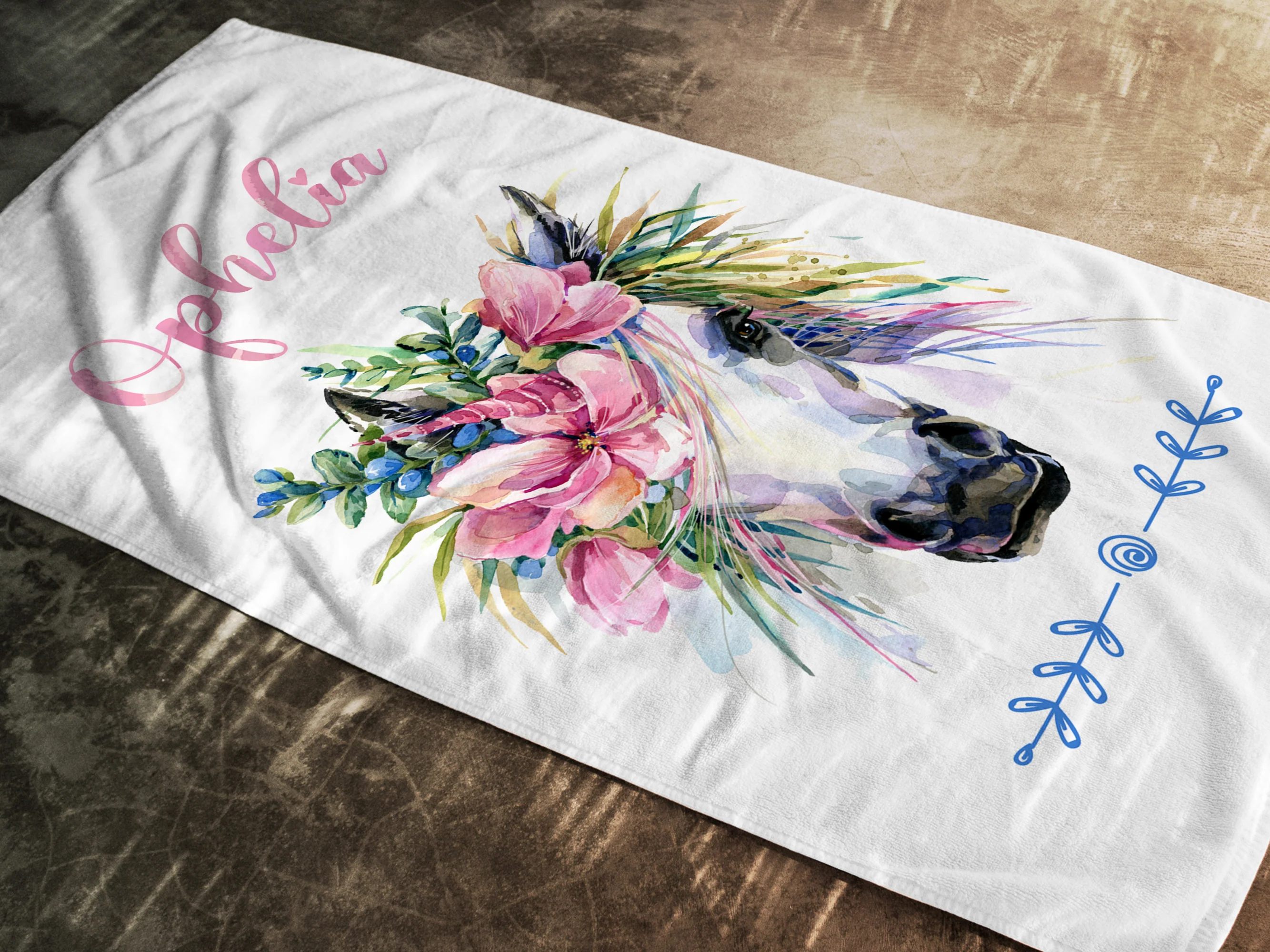 Handtuch Einhorn mit Blumen - Image 2