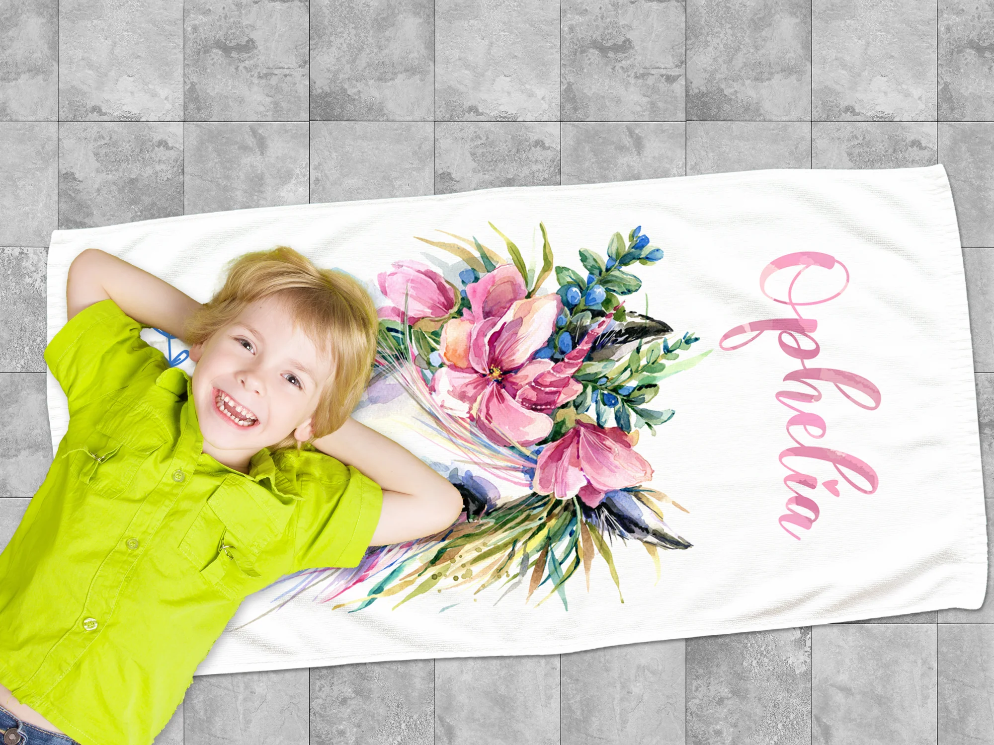 Handtuch Einhorn mit Blumen - Image 3