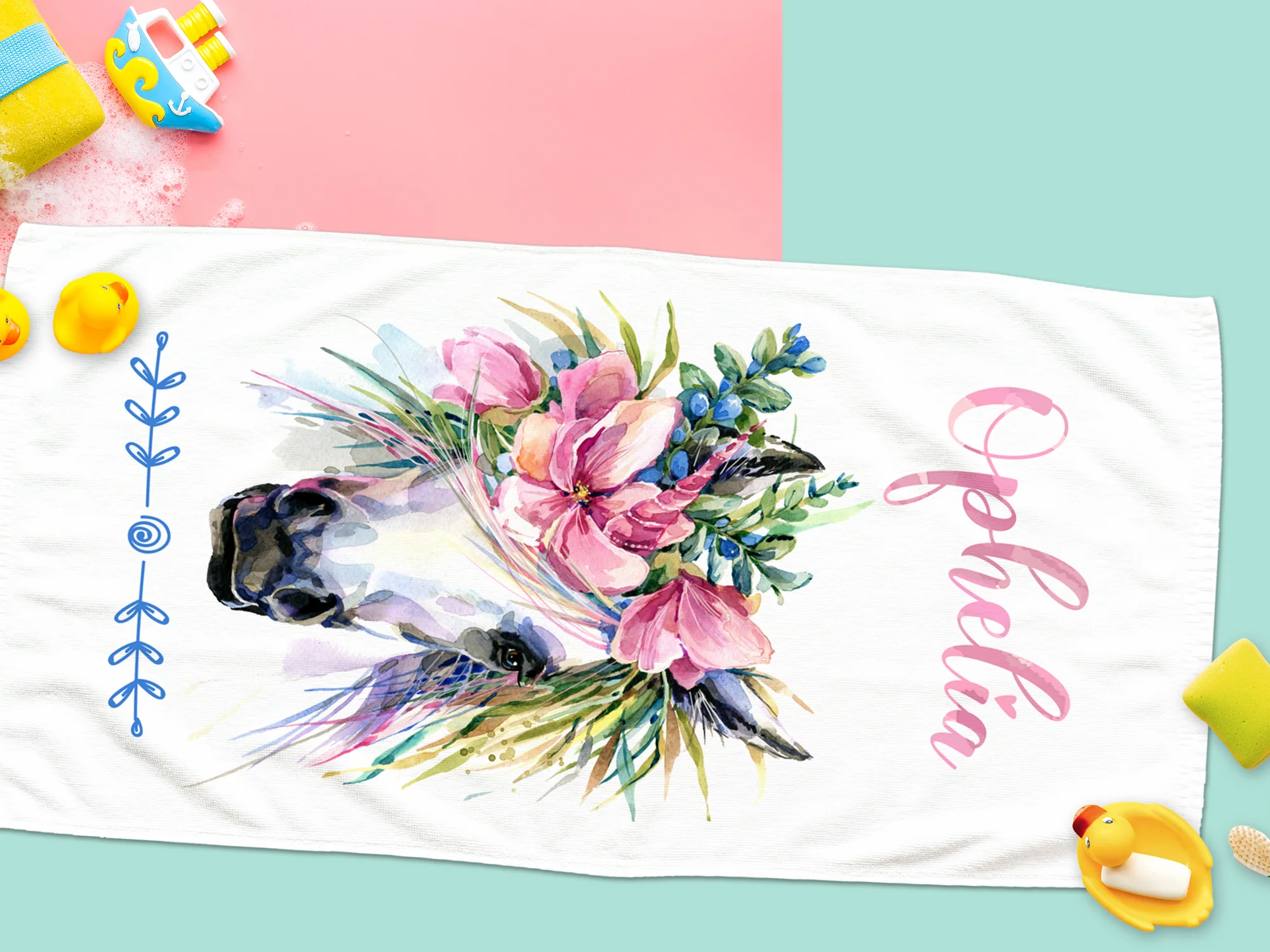 Handtuch Einhorn mit Blumen - Image 4