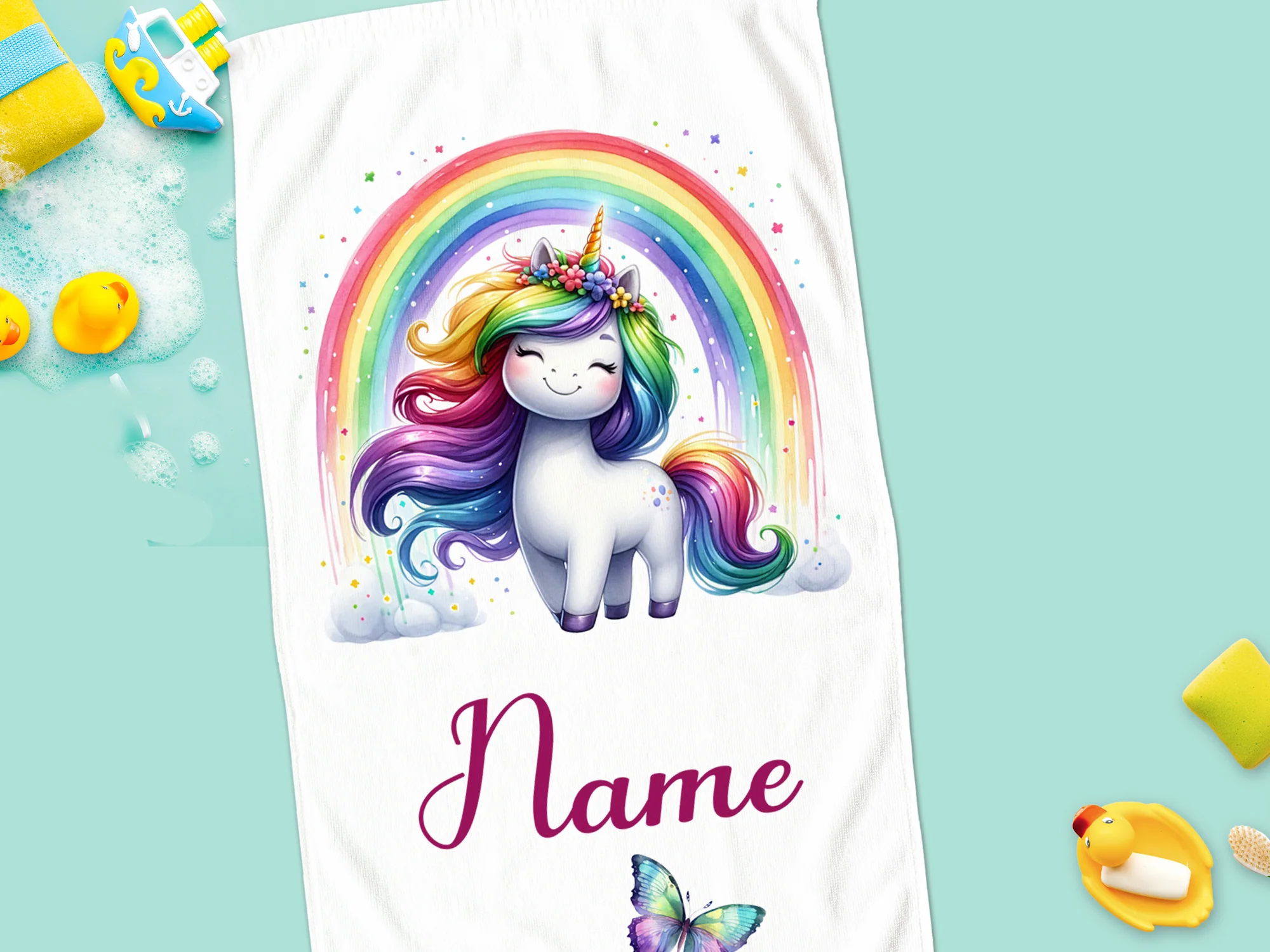 Handtuch Einhorn mit Regenbogen - Image 4