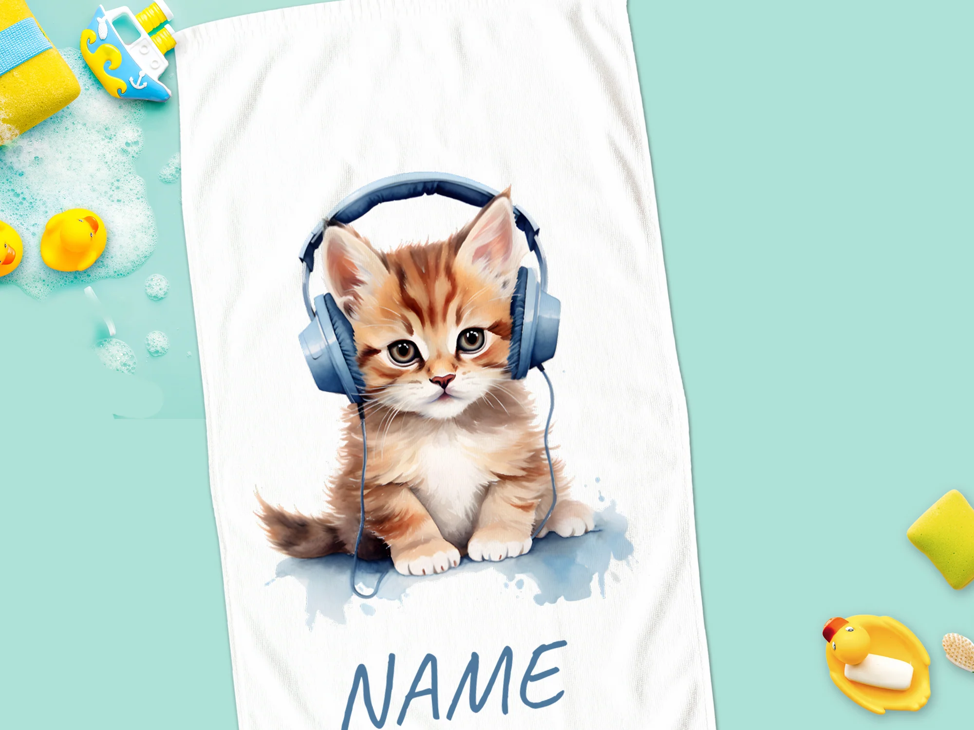 Handtuch Katze mit Kopfhörern - Für kleine Musikliebhaber - Image 4