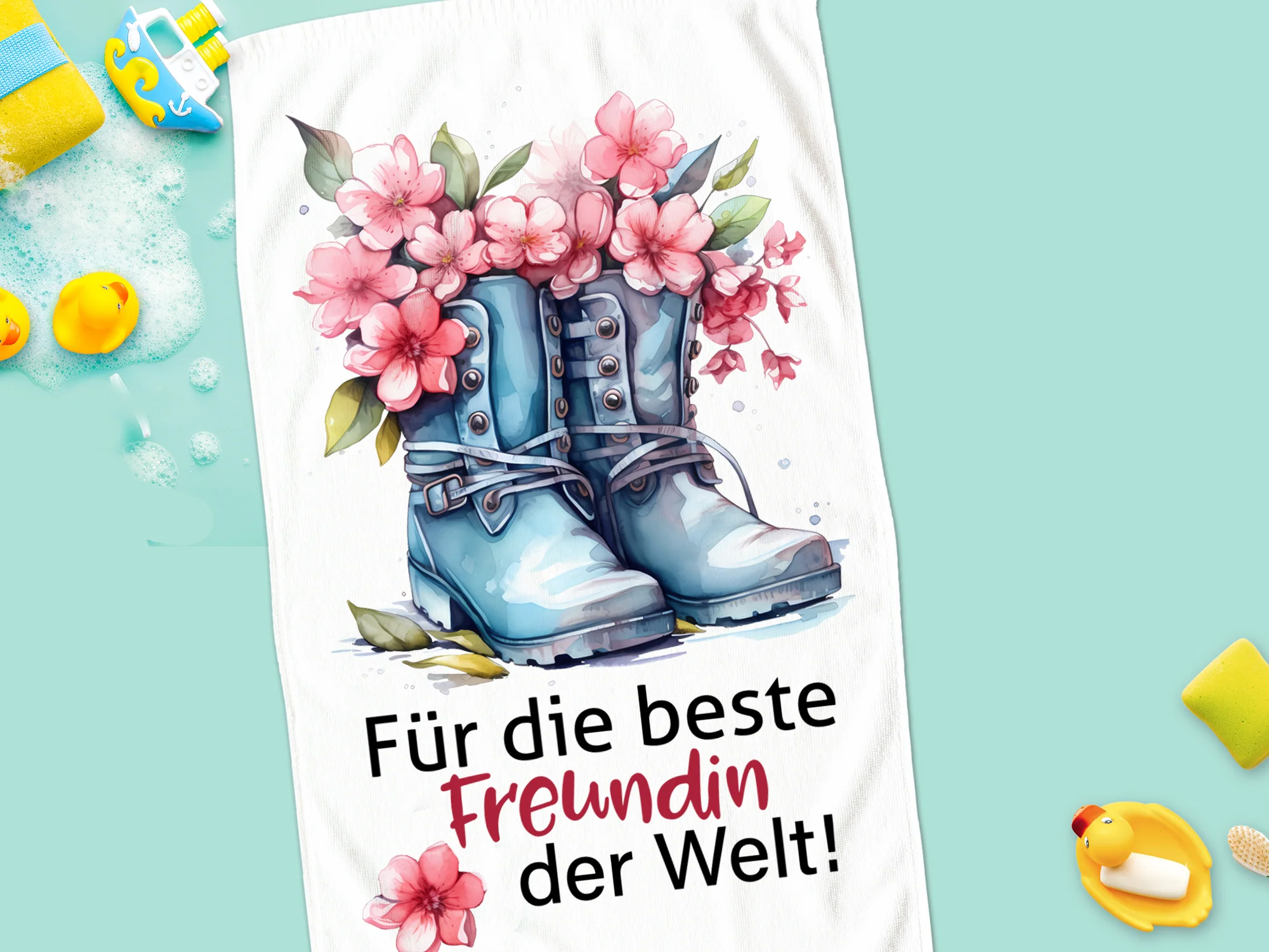 Handtuch mit Blumen und Stiefeln - Image 4
