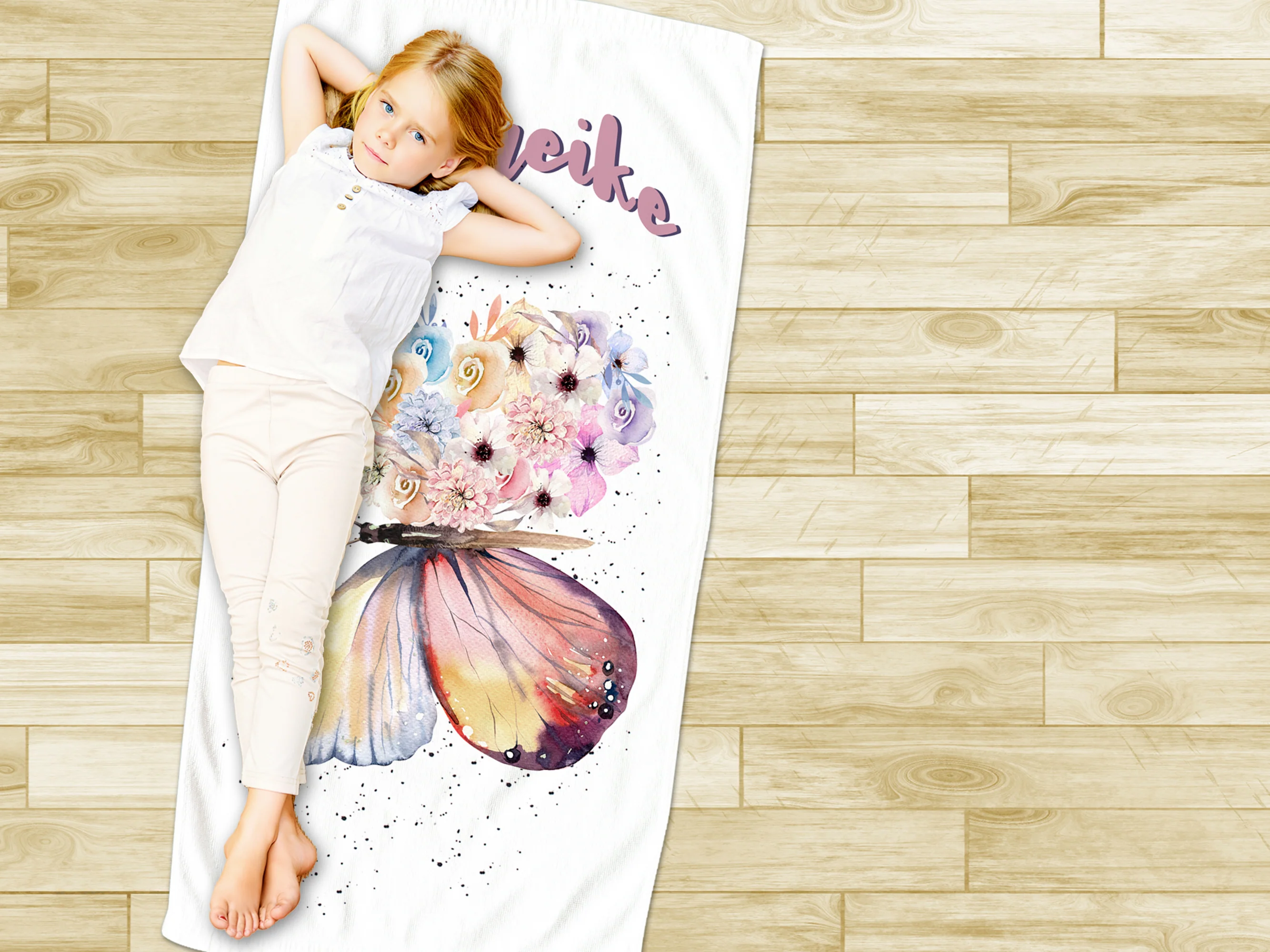 Handtuch mit Schmetterling und Blumen - Image 3