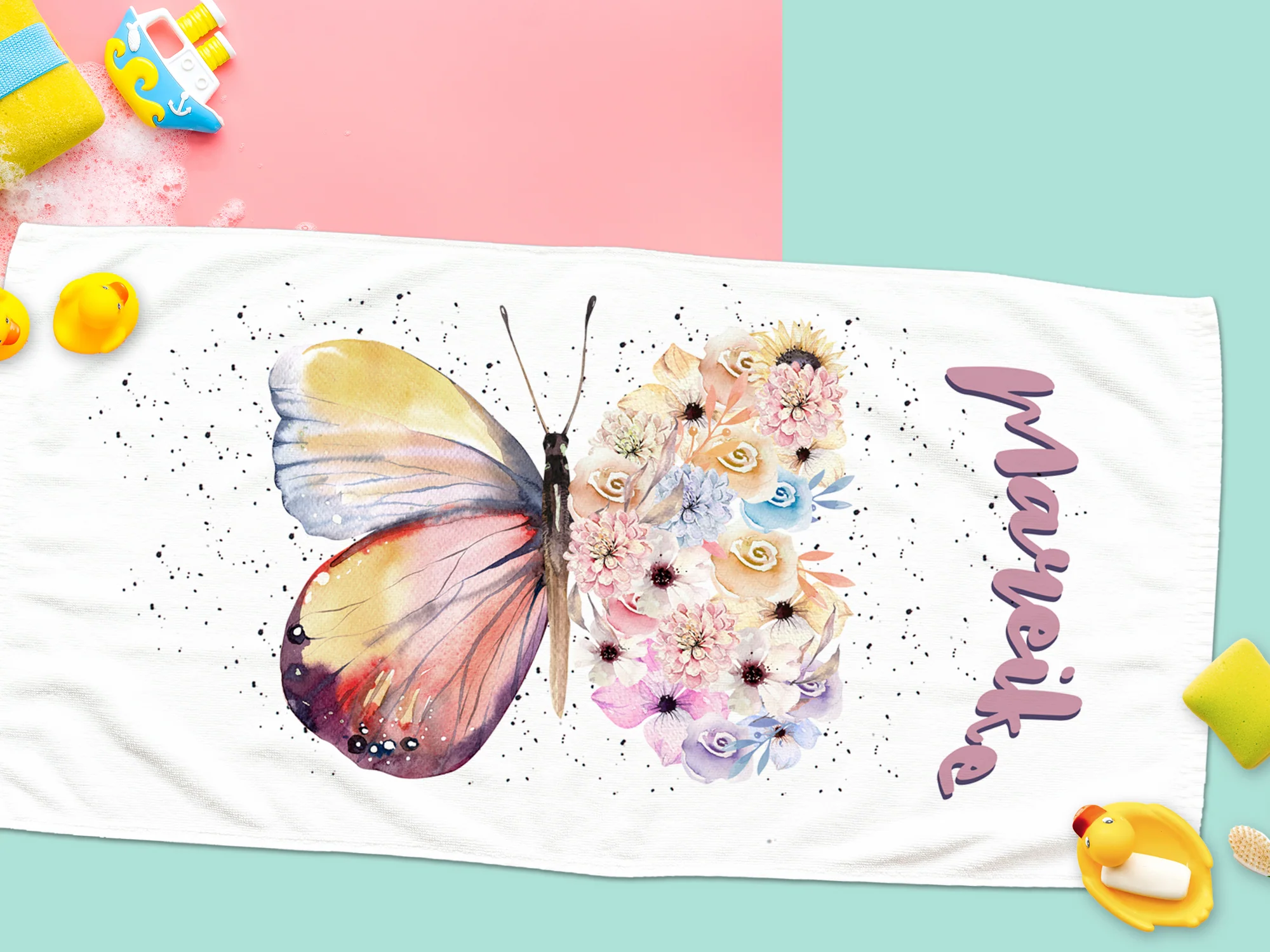 Handtuch mit Schmetterling und Blumen - Image 4