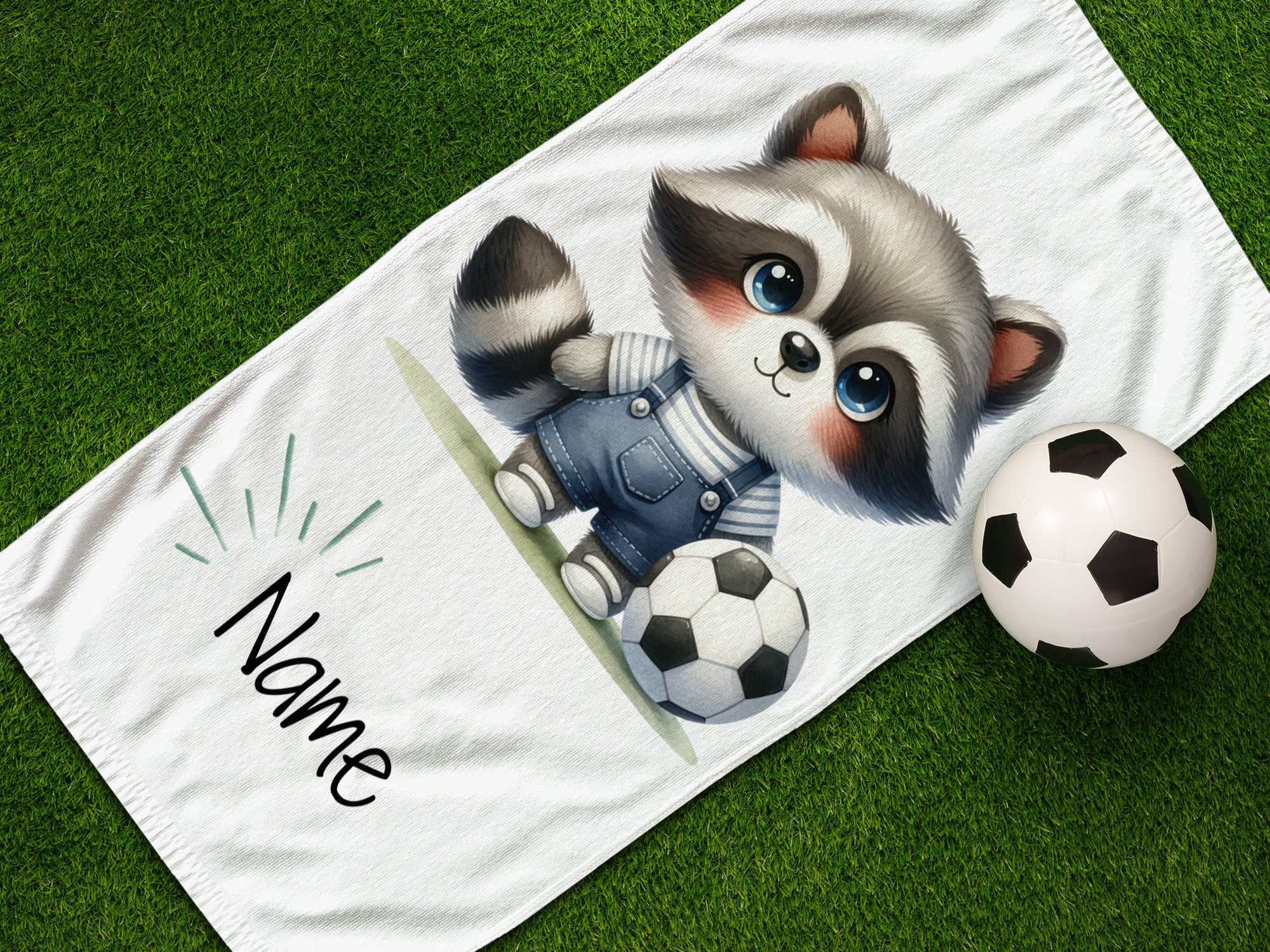 Handtuch mit Waschbär mit Fussball - Image 3