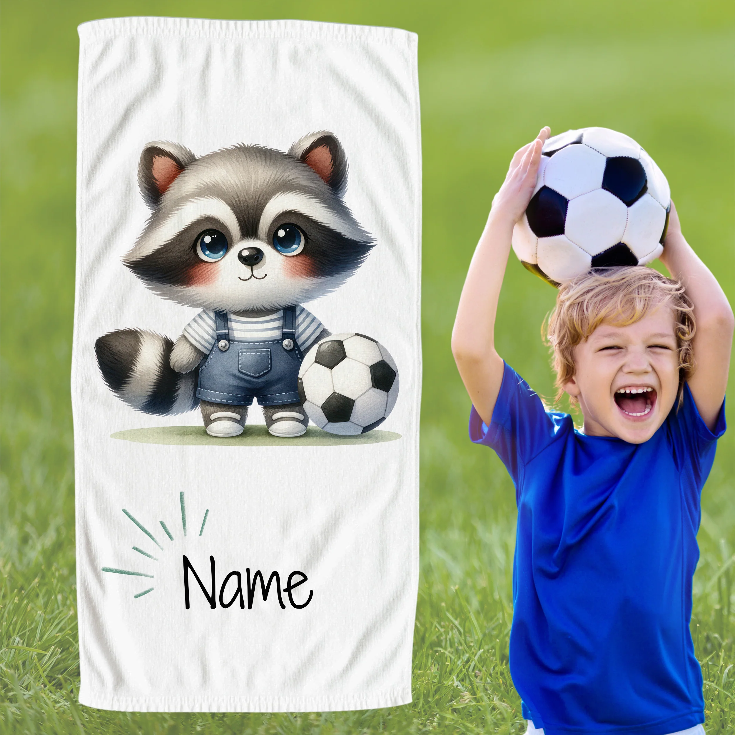 Handtuch mit Waschbär mit Fussball - Image 4