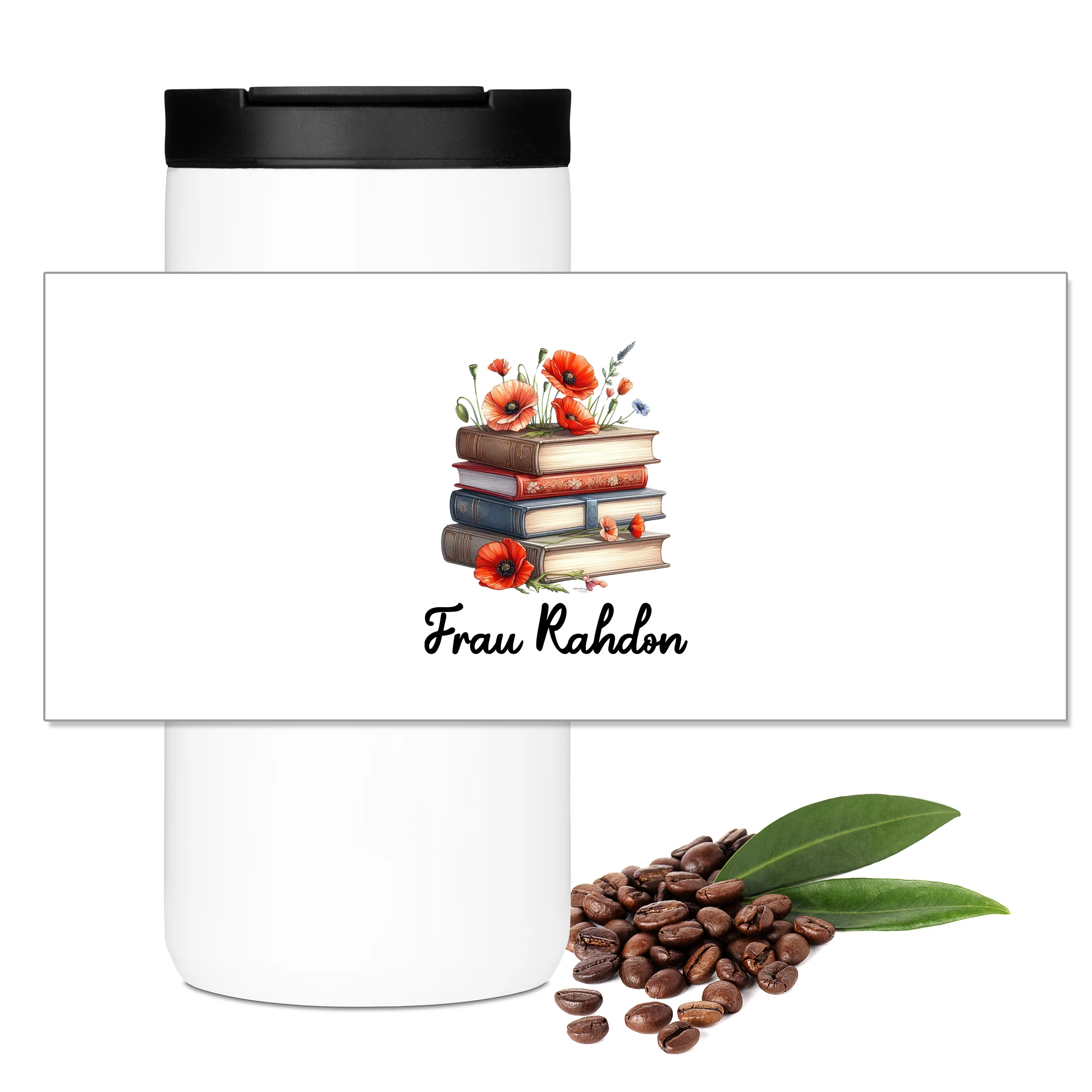 Kaffeebecher mit Blumen und Büchern - Image 3