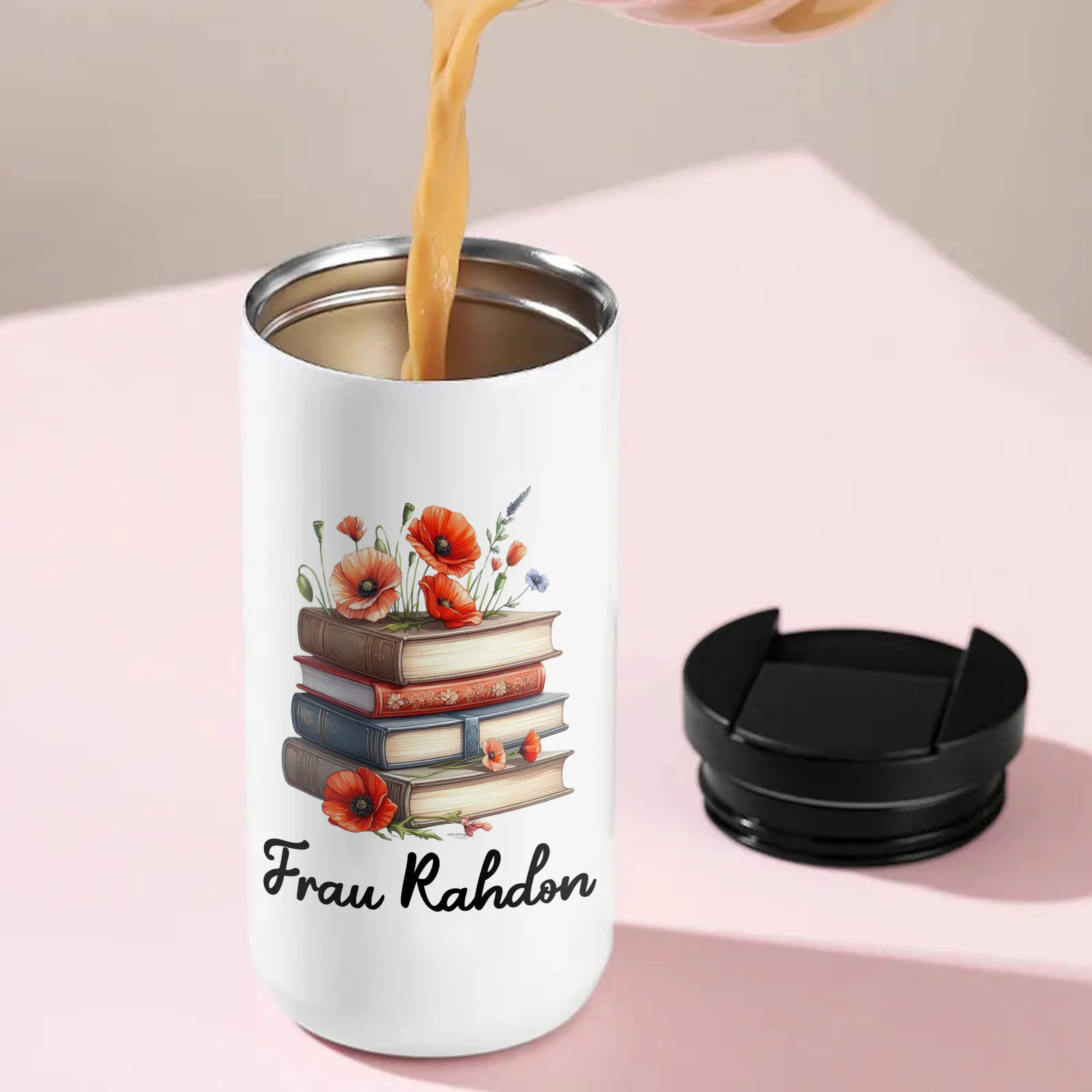 Kaffeebecher mit Blumen und Büchern - Image 4