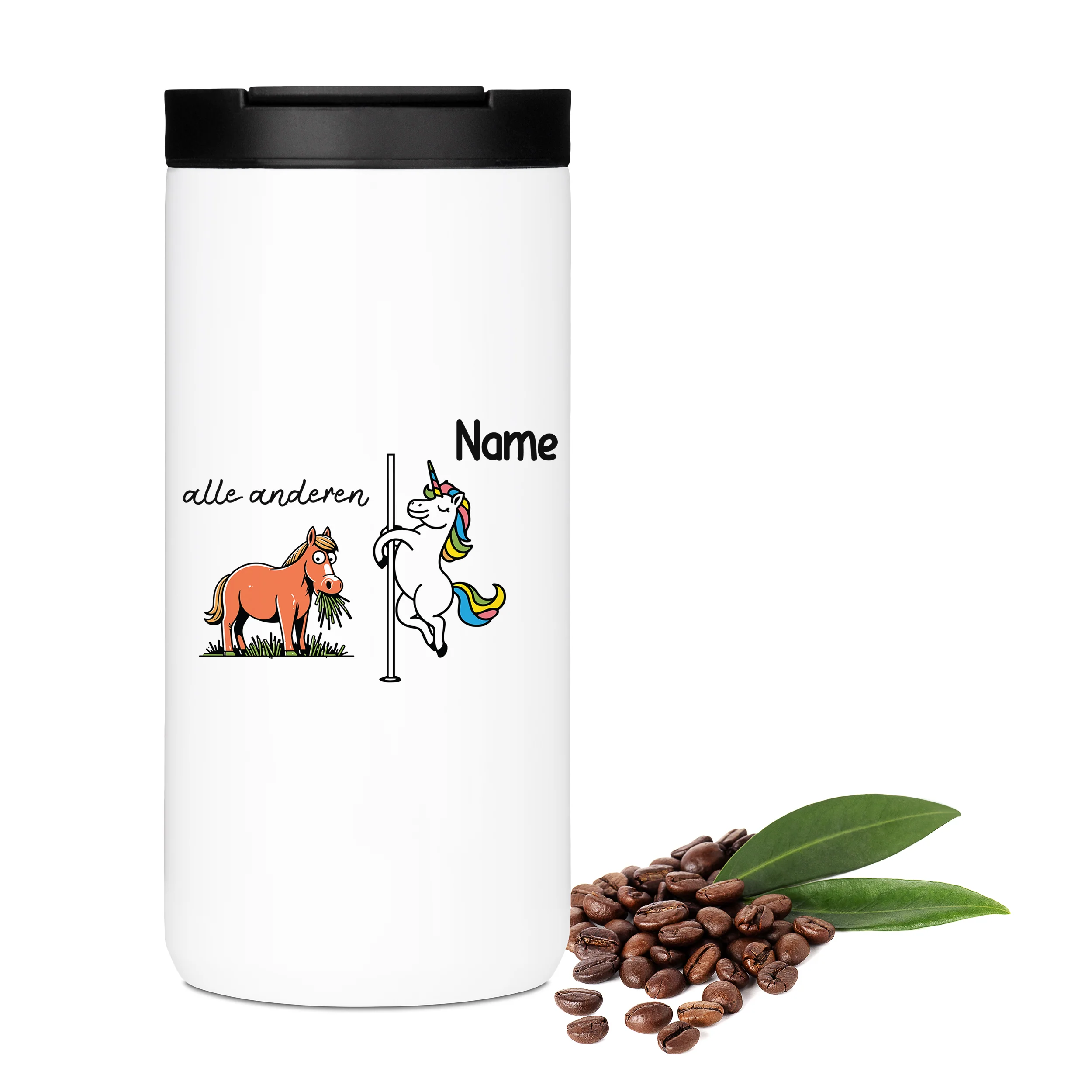 Kaffeebecher mit Einhorn und Pferd
