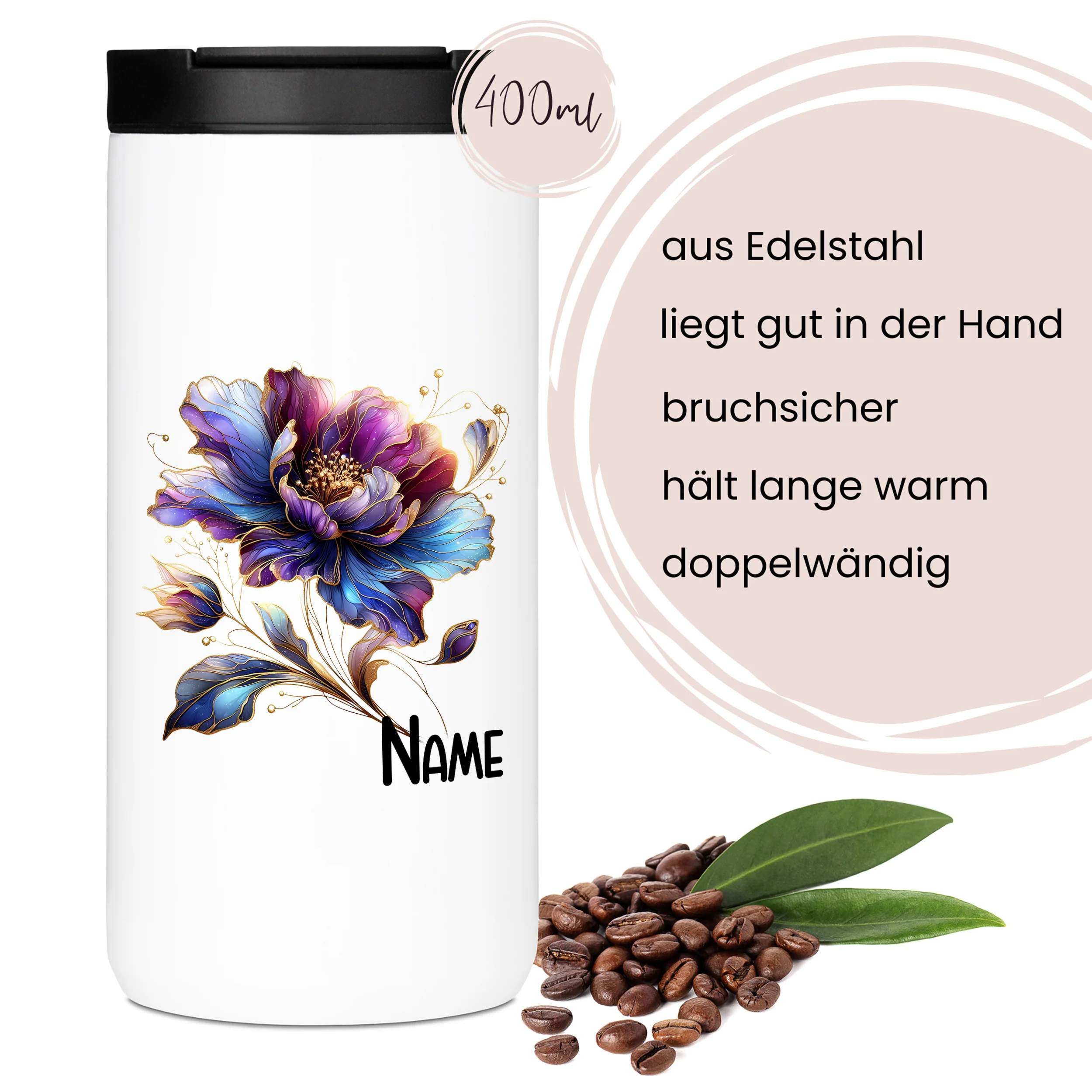 Kaffeebecher mit Notizbuch - Blumen - Image 3