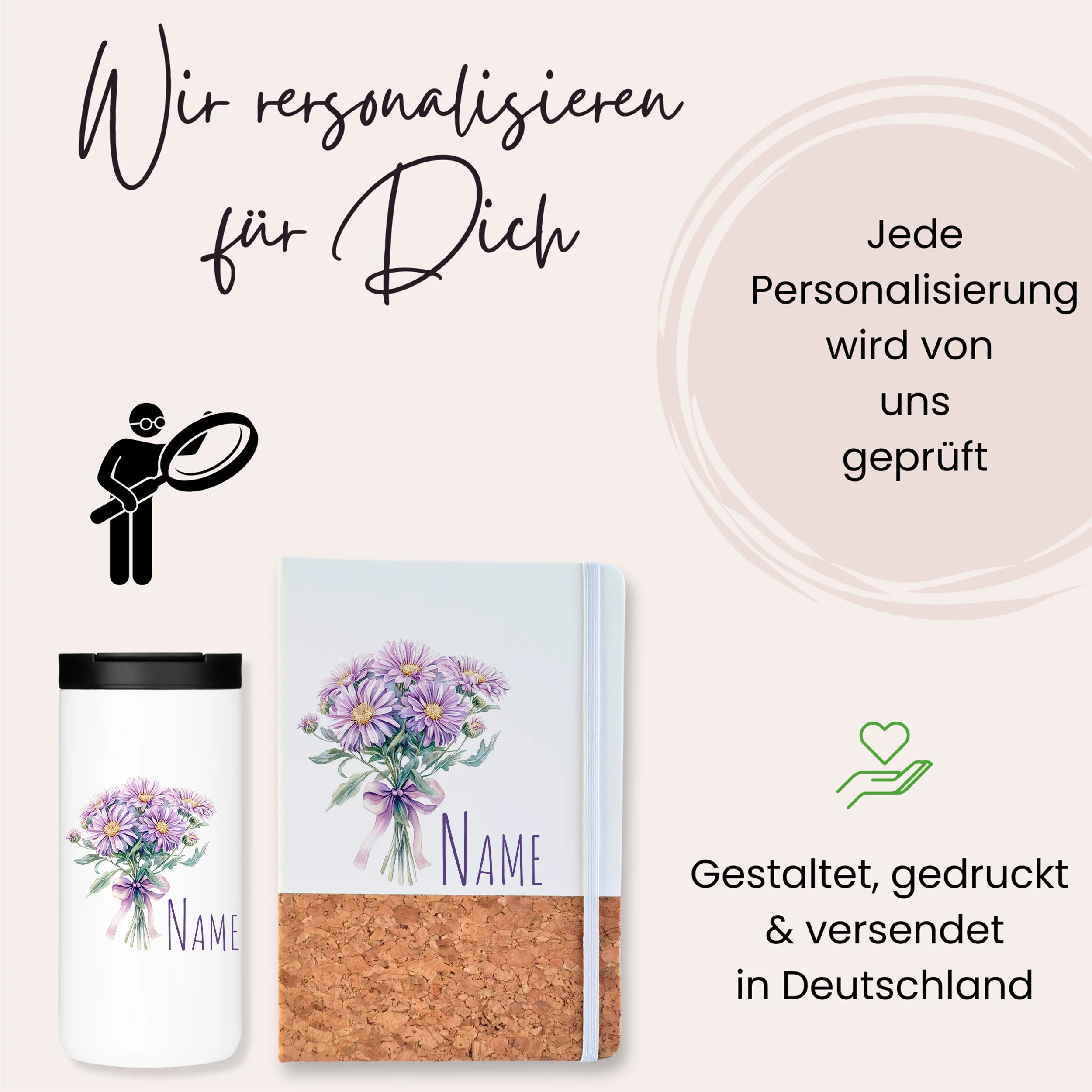 Kaffeebecher mit Notizbuch Set - Blumen - Image 3
