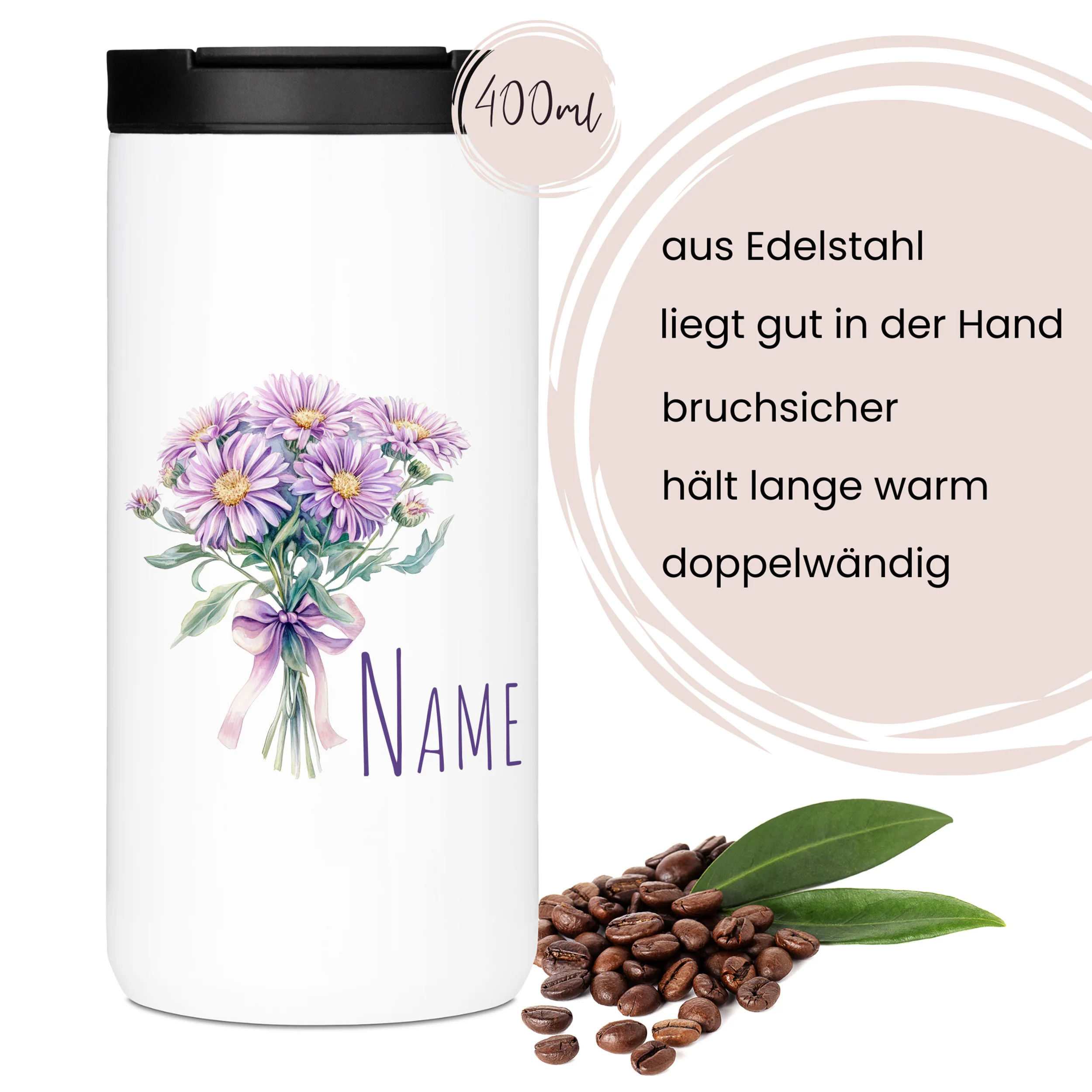 Kaffeebecher mit Notizbuch Set - Blumen - Image 4