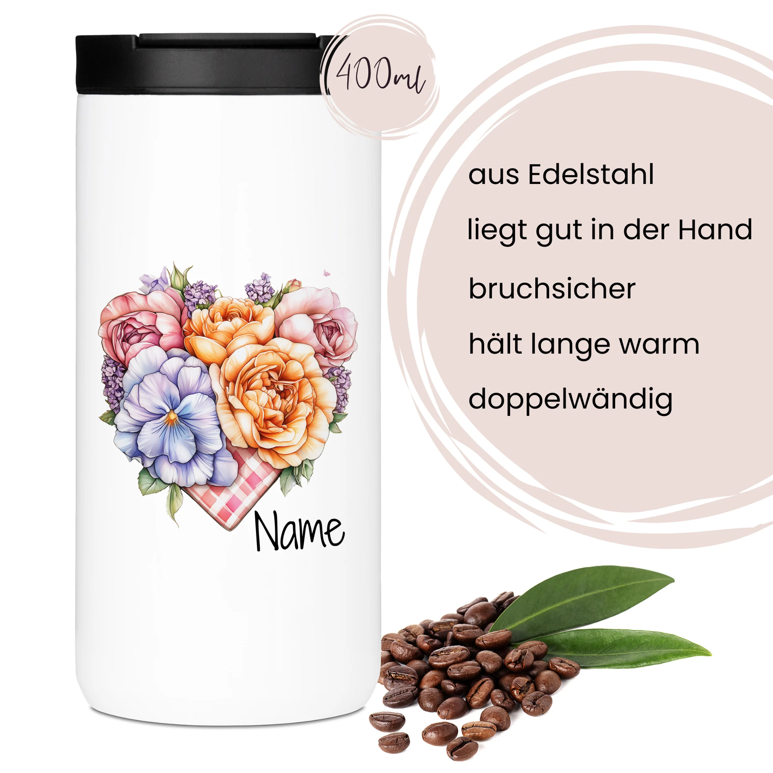 Kaffeebecher mit Notizbuch Set - Blumenherz - Image 3