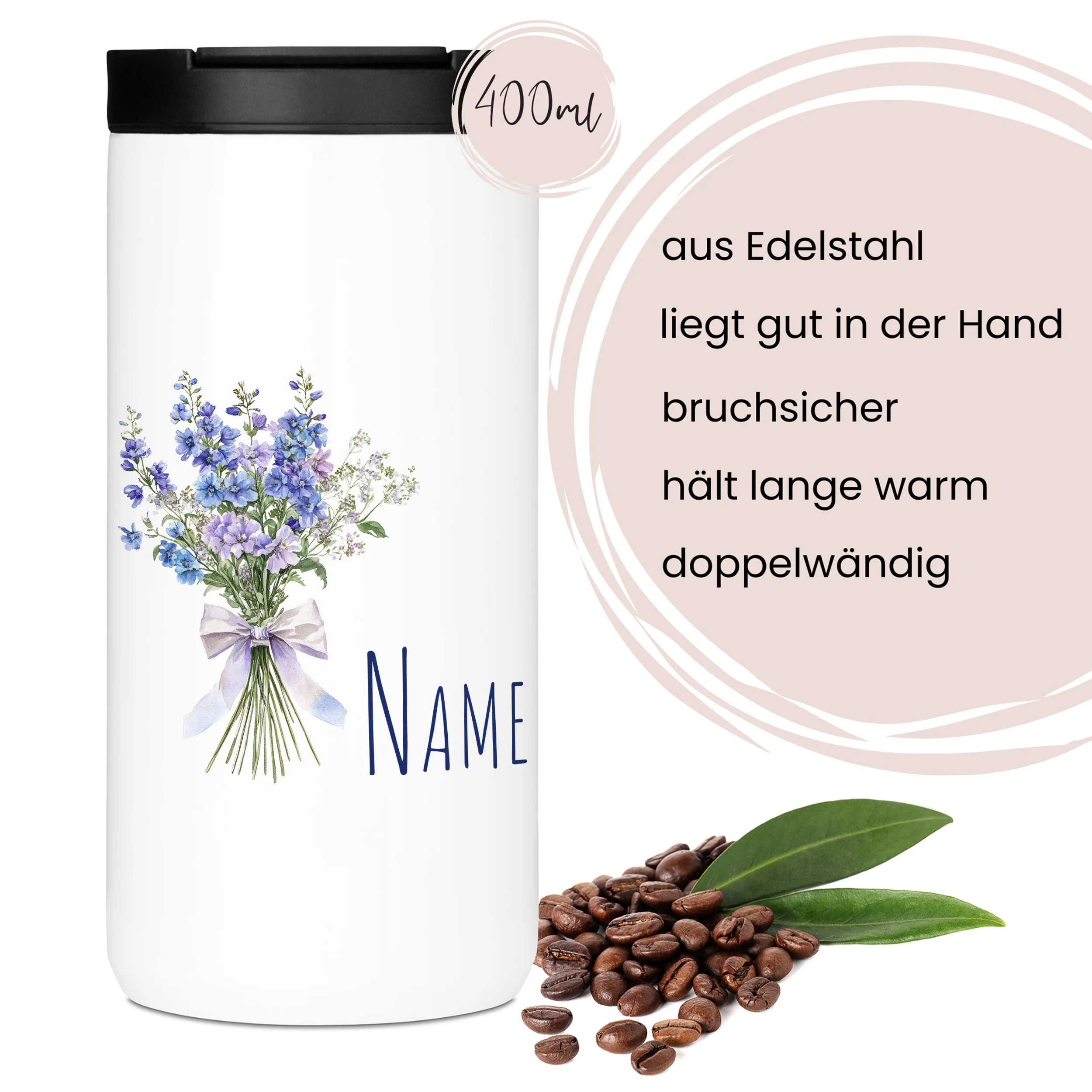Kaffeebecher mit Notizbuch Set Blumen - Image 3