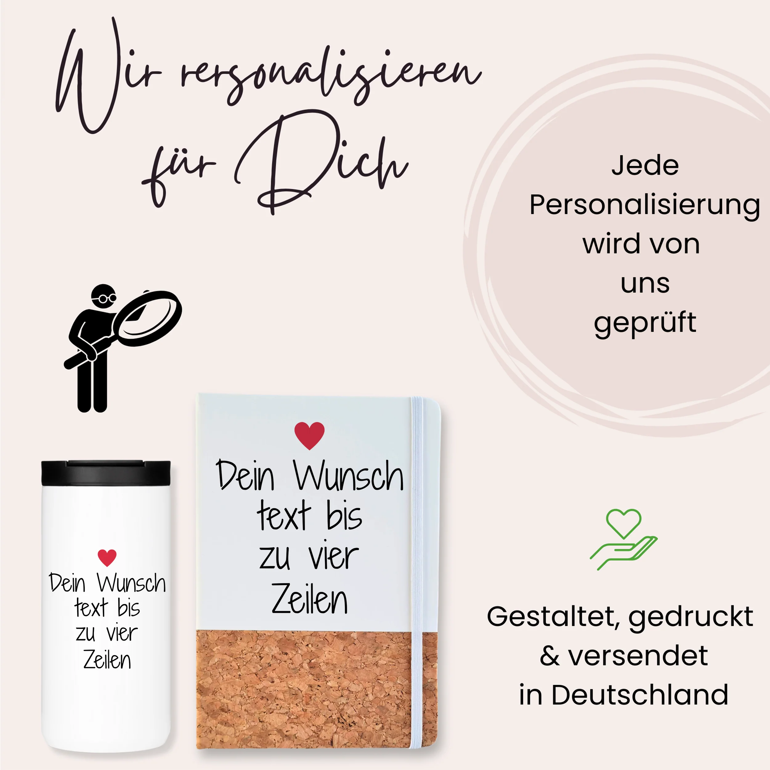 Kaffeebecher mit Notizbuch Set mit Herz - Image 3