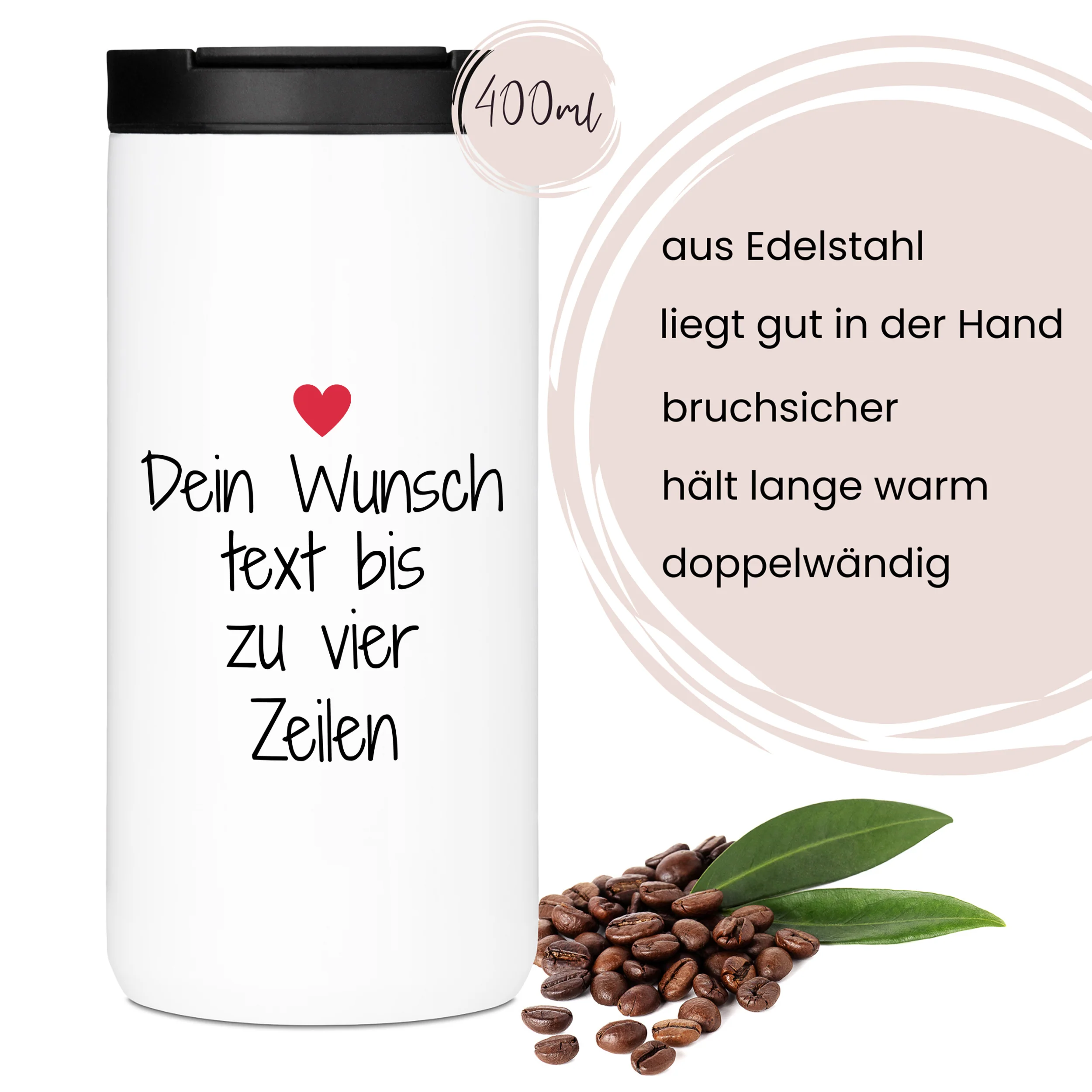 Kaffeebecher mit Notizbuch Set mit Herz - Image 4