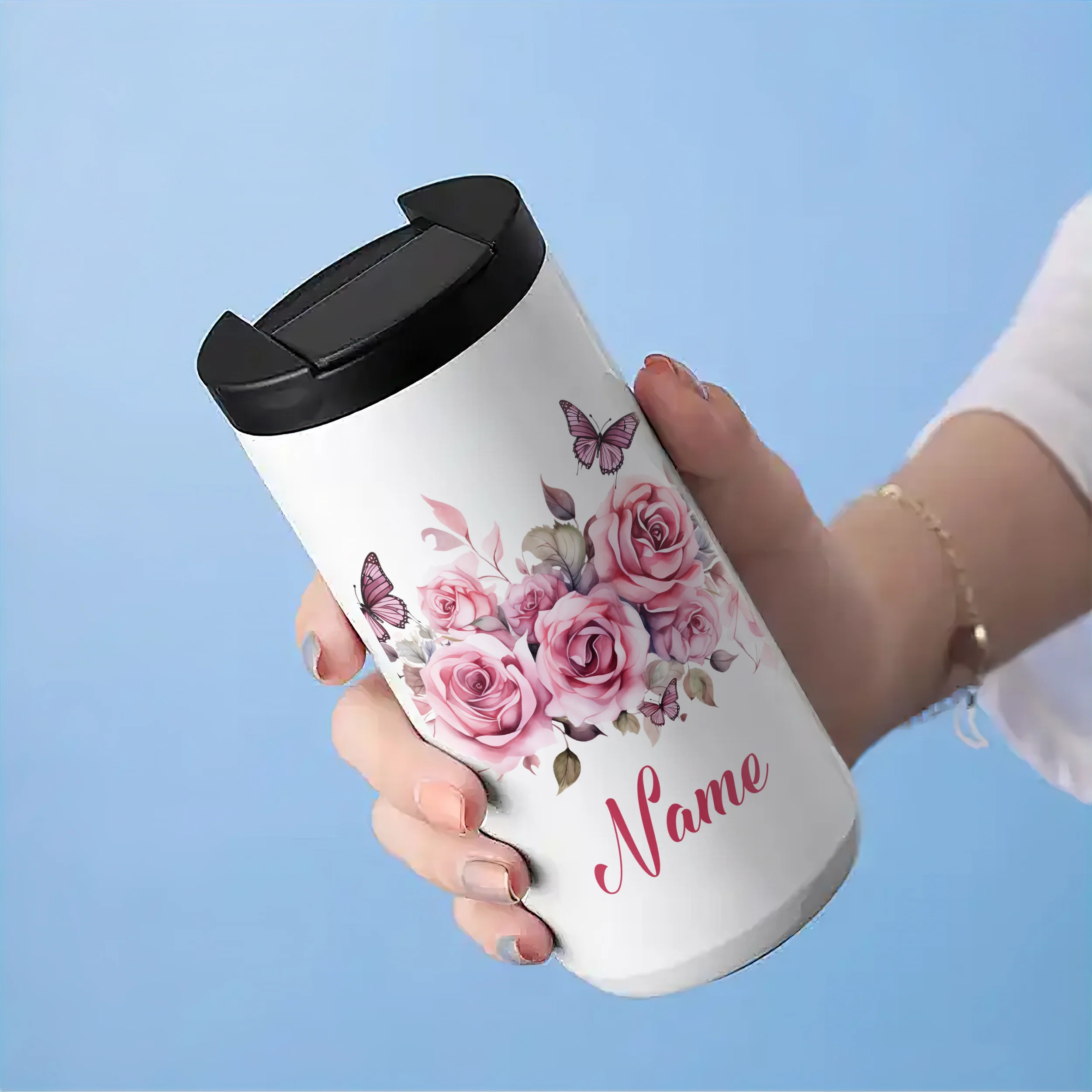 Kaffeebecher mit Rosen und Schmetterlingen - Image 3