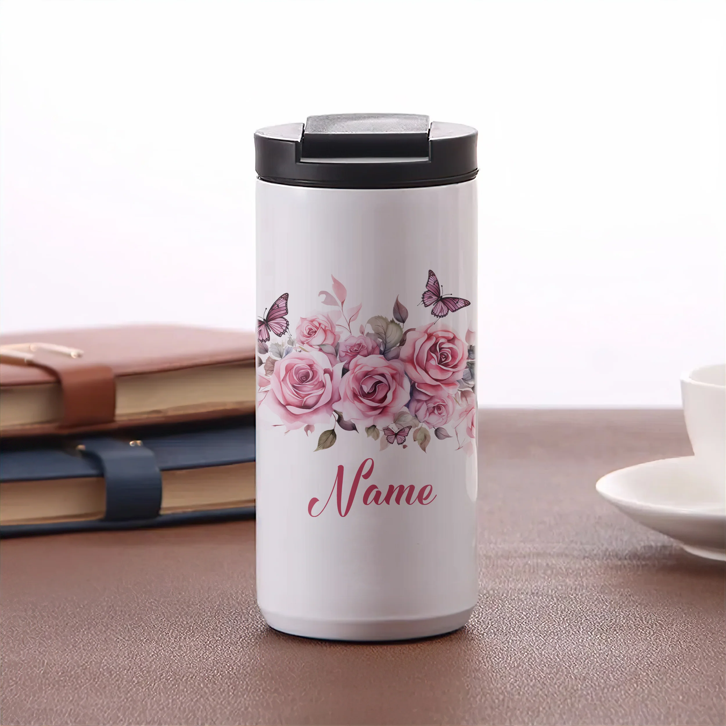 Kaffeebecher mit Rosen und Schmetterlingen - Image 4